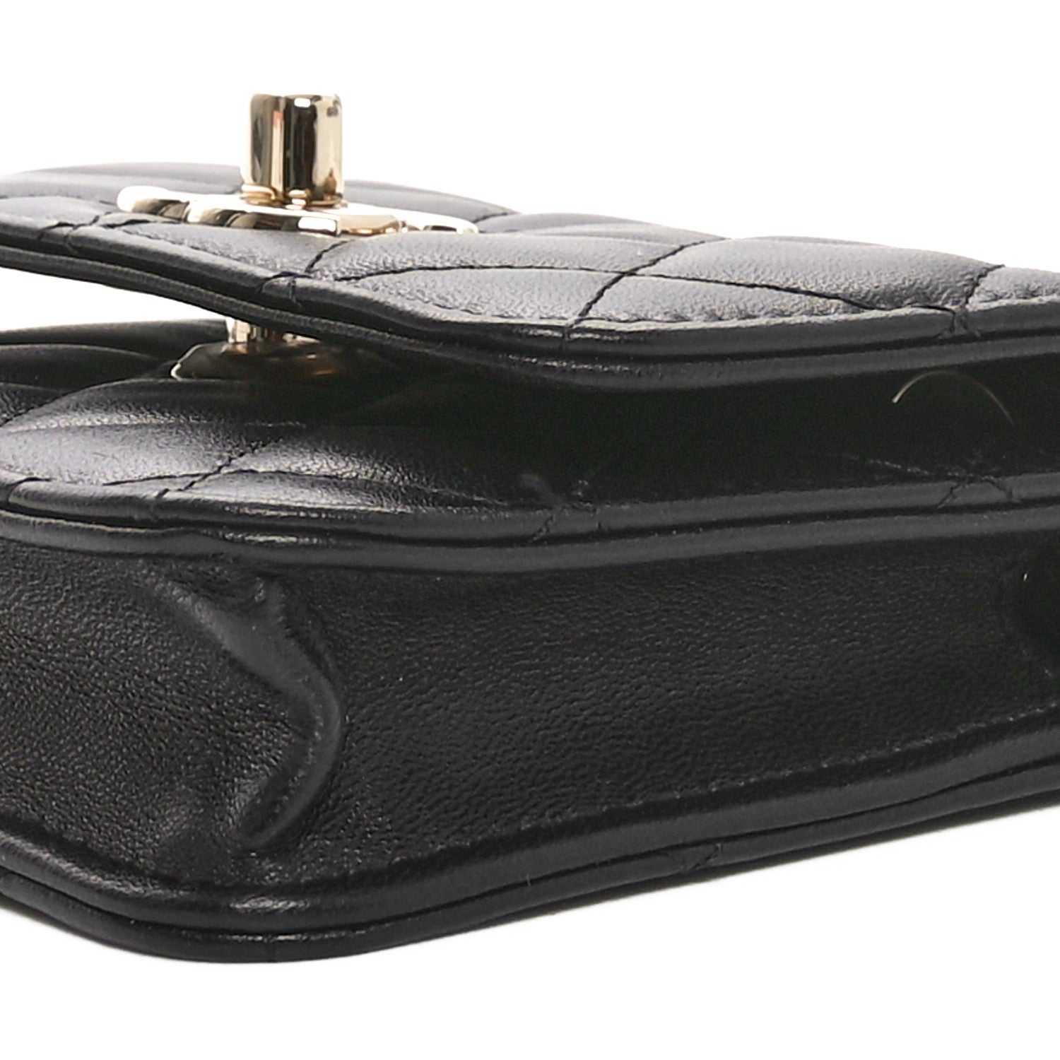 Lambskin Quilted Trendy CC  Holder On Chain Black