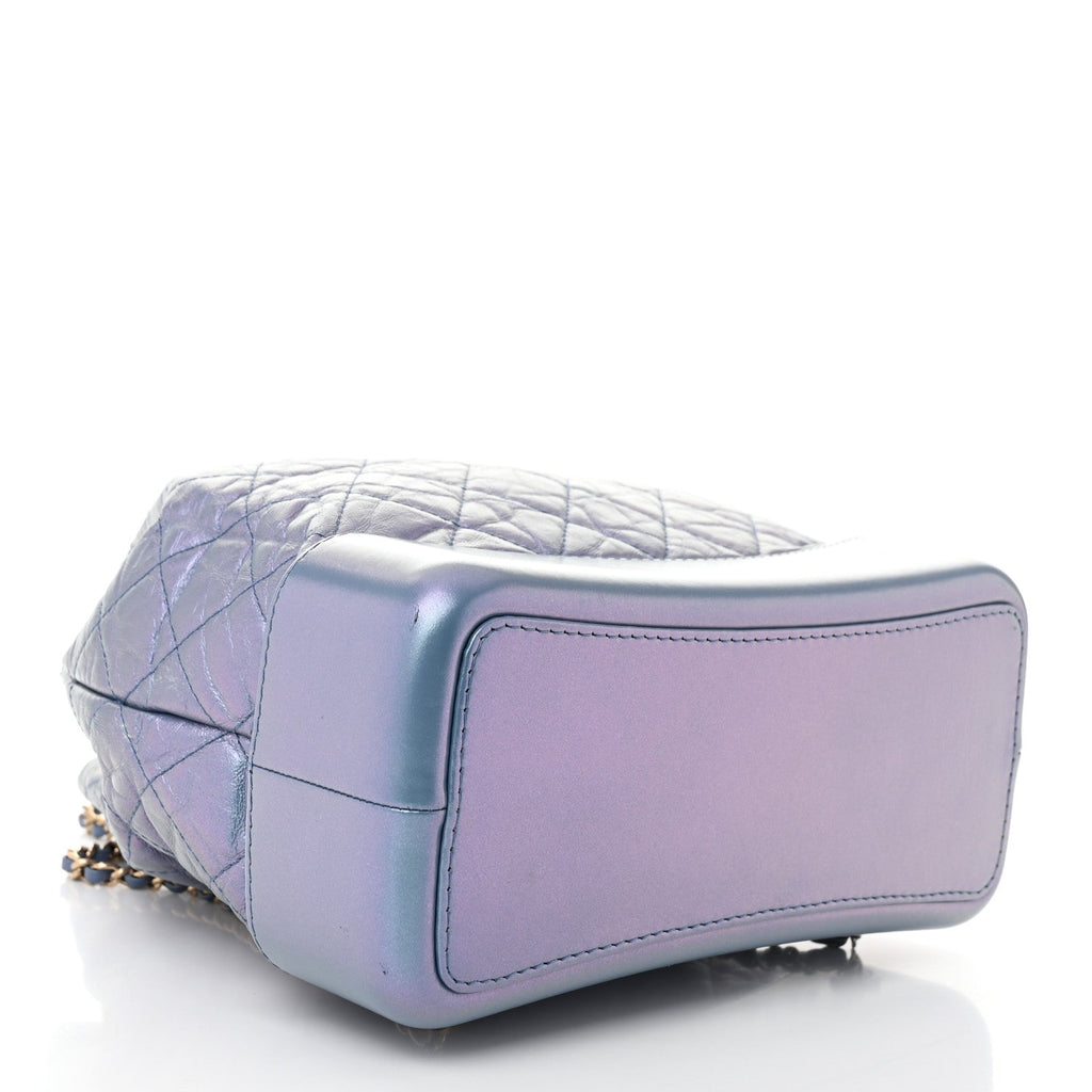 Iridescent Lambskin Calfskin Quilted Gabrielle Backpack Light Purple