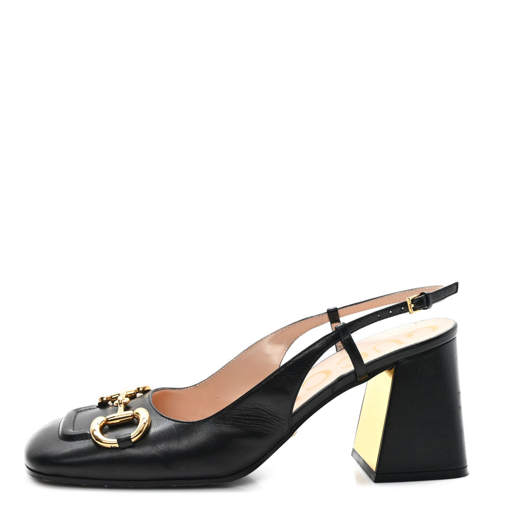 Malaga Kid Horsebit 75mm Slingback Pumps 39.5 Black