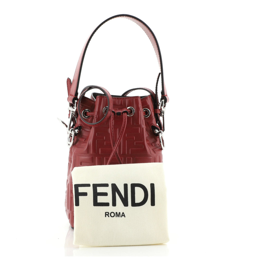 Mon Tresor Bucket Bag Zucca Embossed Leather Mini