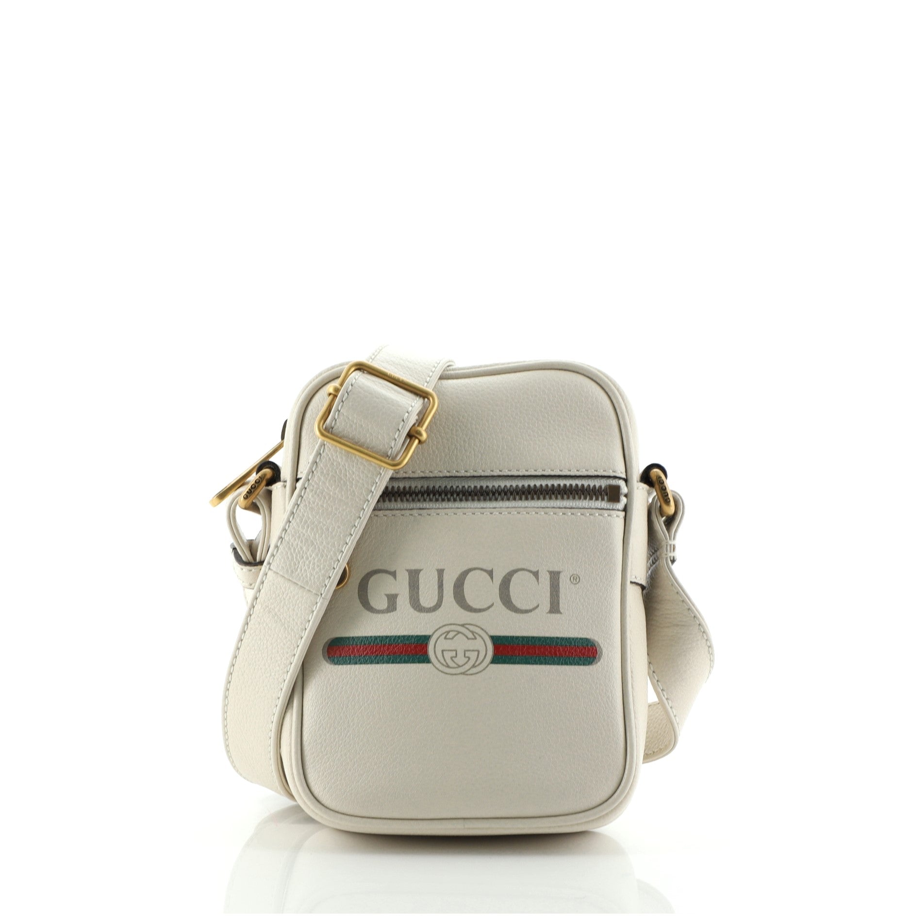 Logo Zip Messenger Bag Printed Leather Mini
