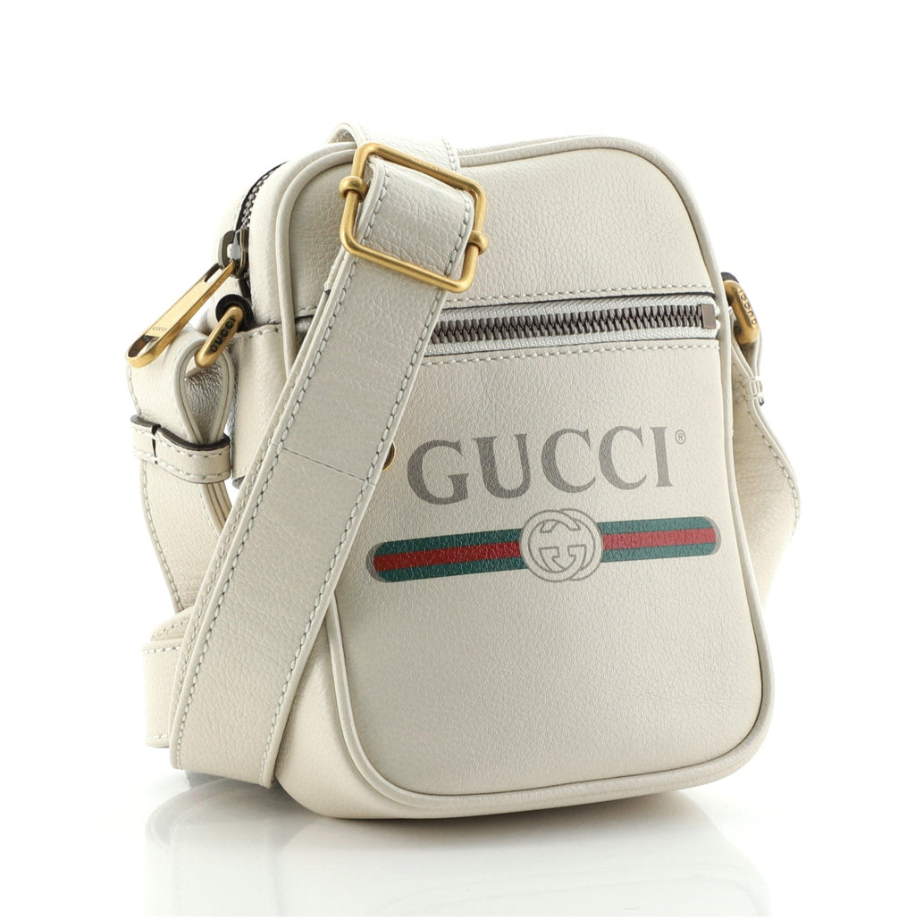 Logo Zip Messenger Bag Printed Leather Mini