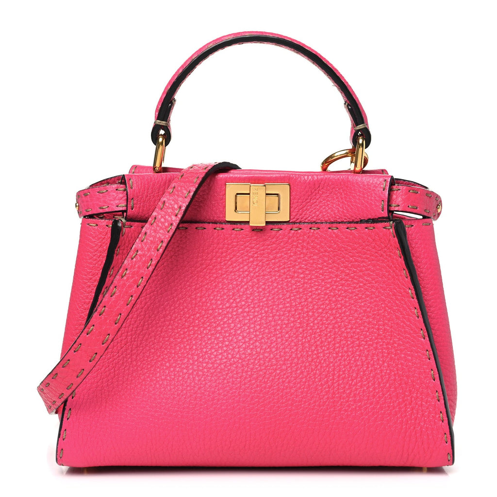 Cuoio Romano Selleria Mini Peekaboo Iconic Satchel Fuxia