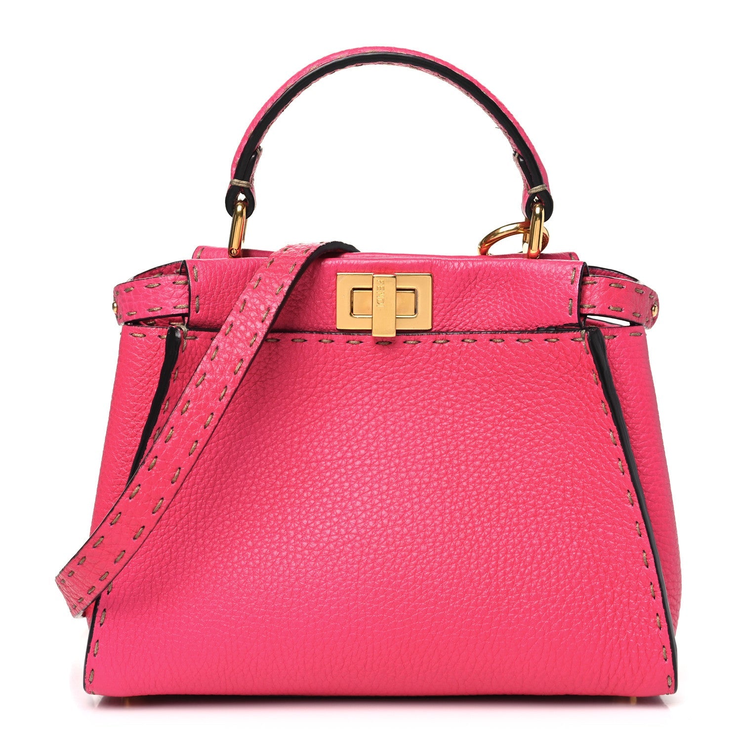 Cuoio Romano Selleria Mini Peekaboo Iconic Satchel Fuxia