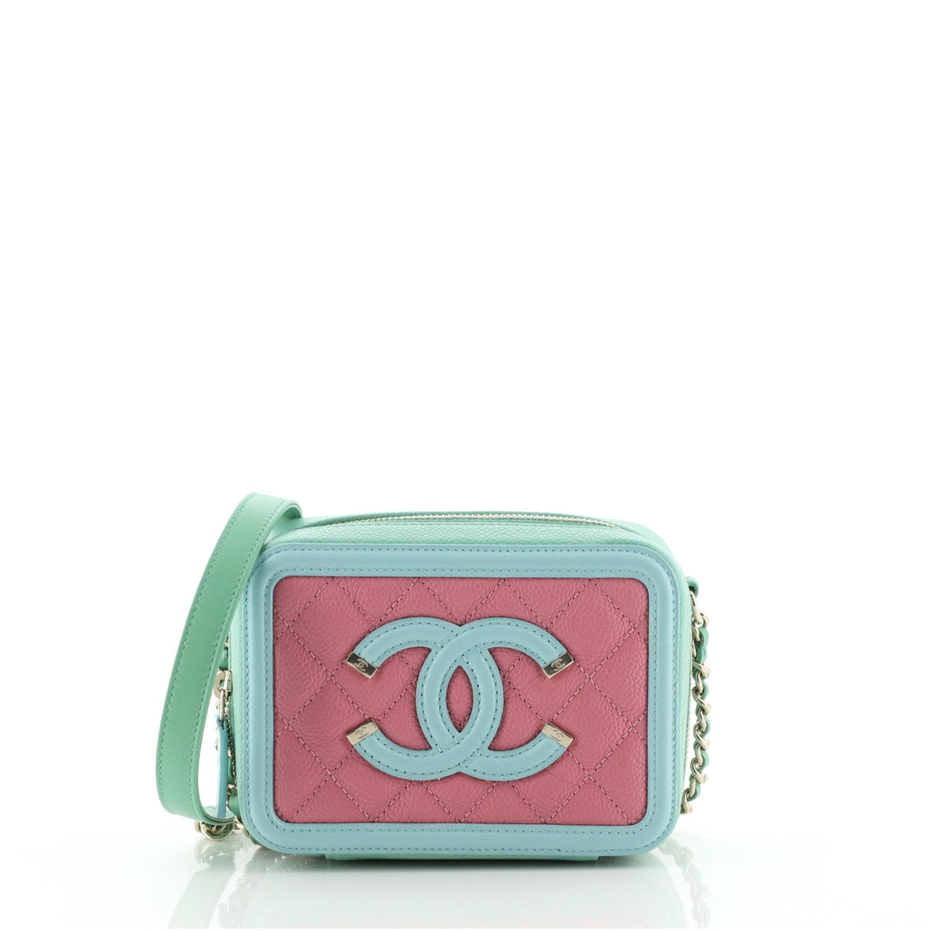 Filigree Vanity Clutch with Chain Quilted Caviar Mini