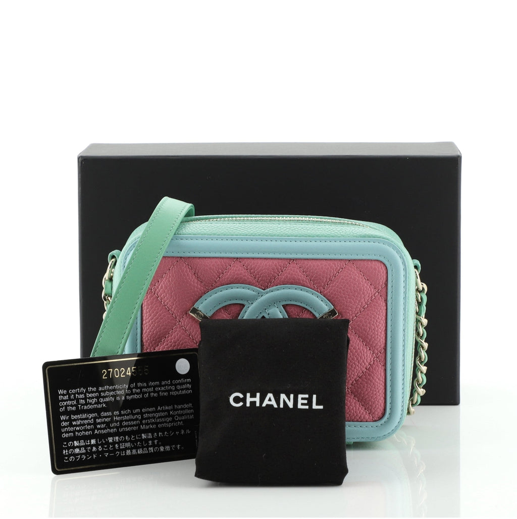 Filigree Vanity Clutch with Chain Quilted Caviar Mini