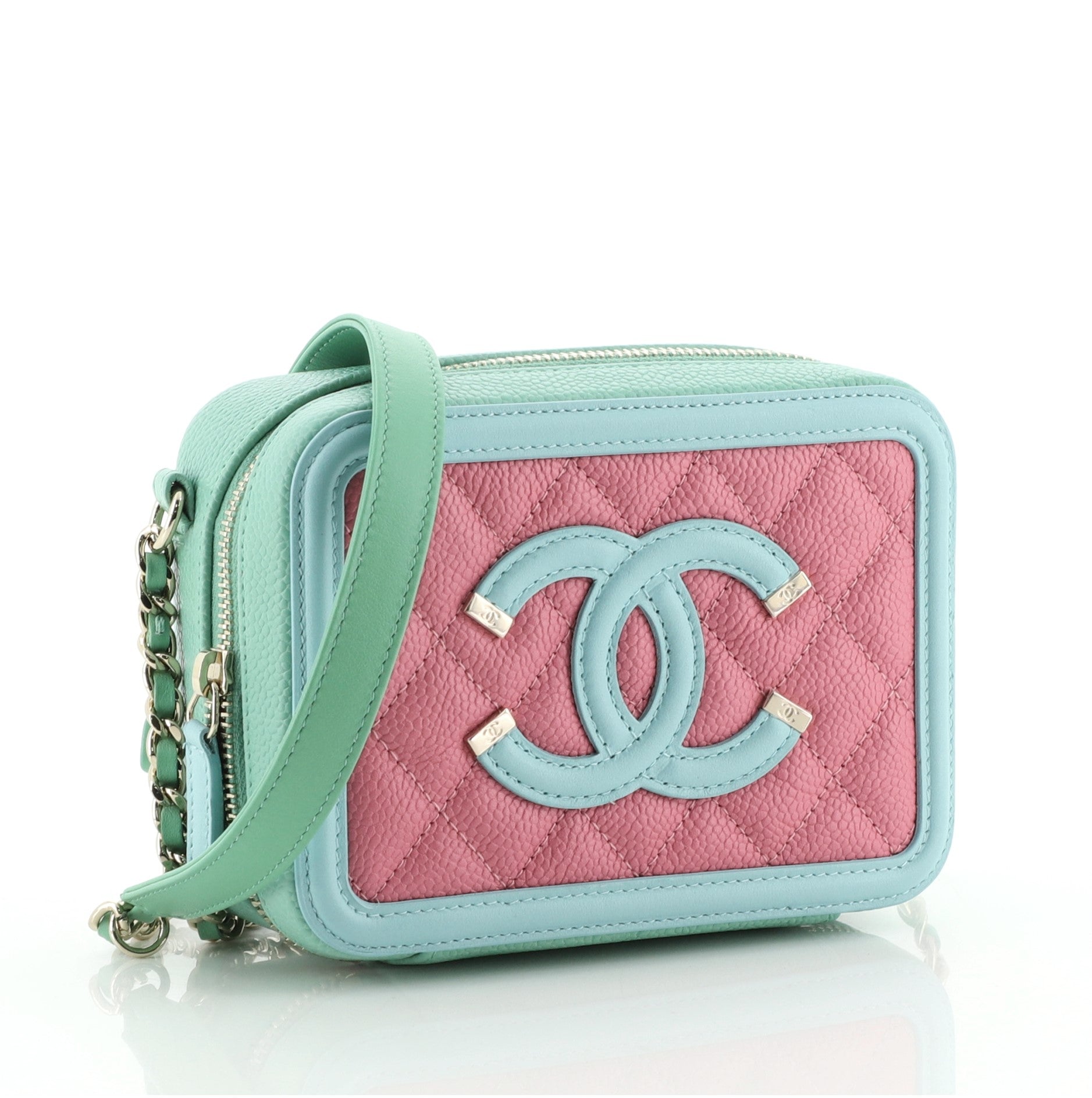 Filigree Vanity Clutch with Chain Quilted Caviar Mini