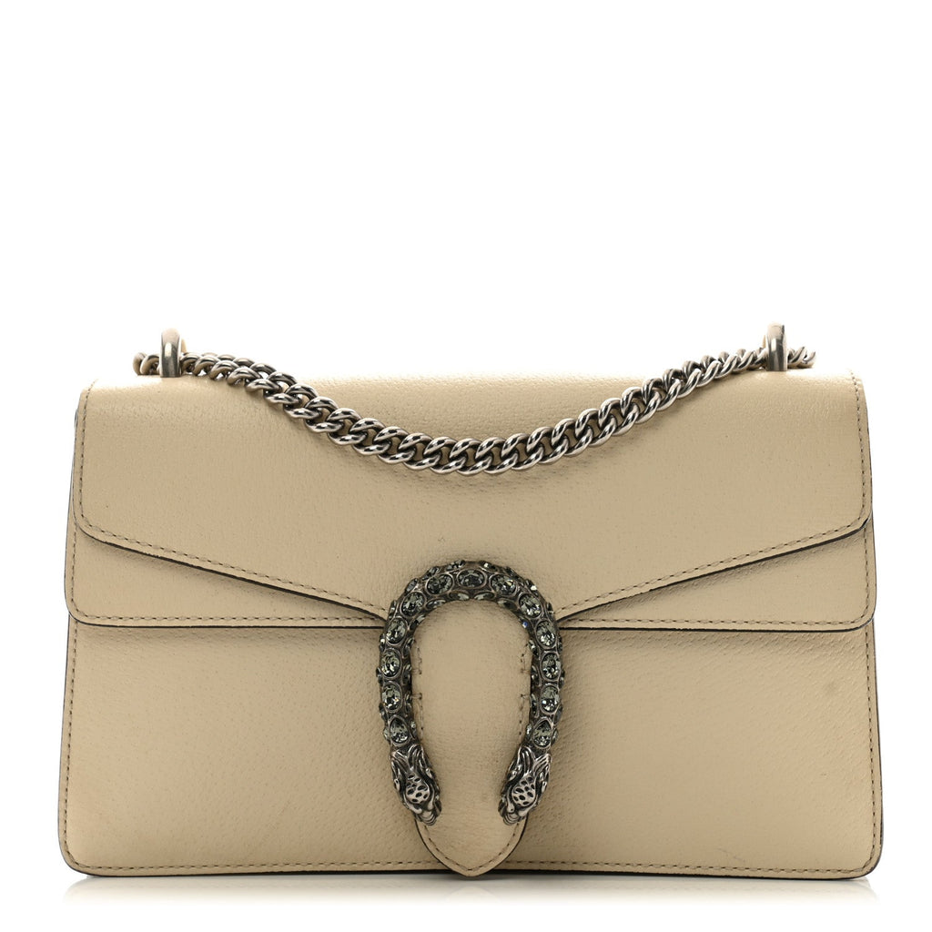 Textured Calfskin Crystal Small Dionysus Shoulder Bag Mystic White