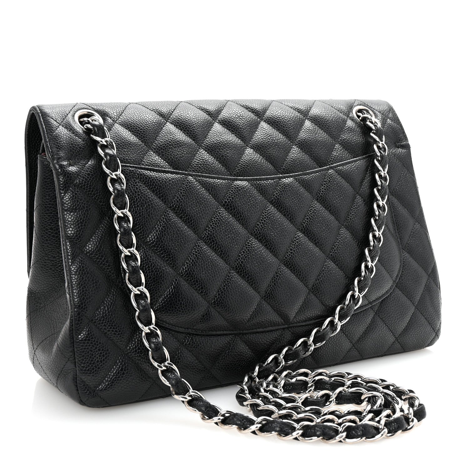Caviar Quilted Jumbo Double Flap Black