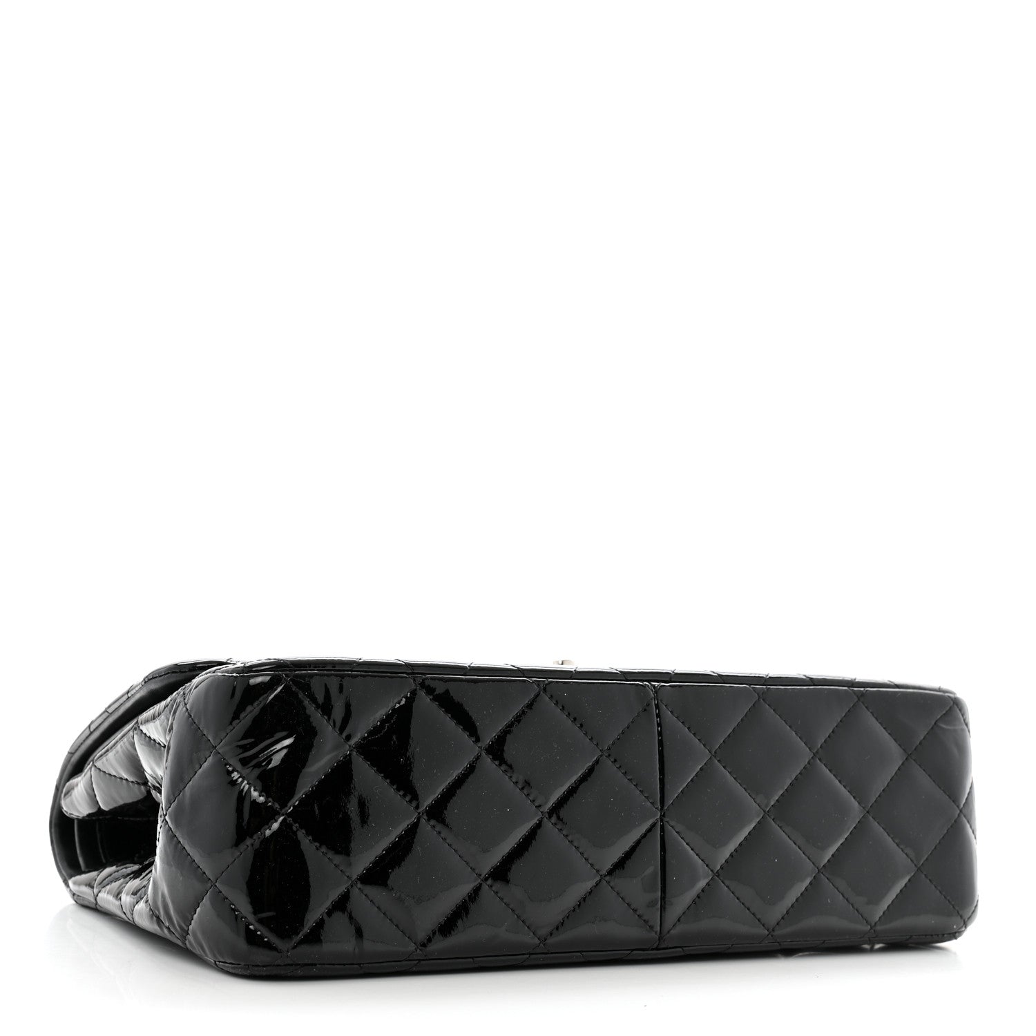 Patent Quilted Jumbo Double Flap Black