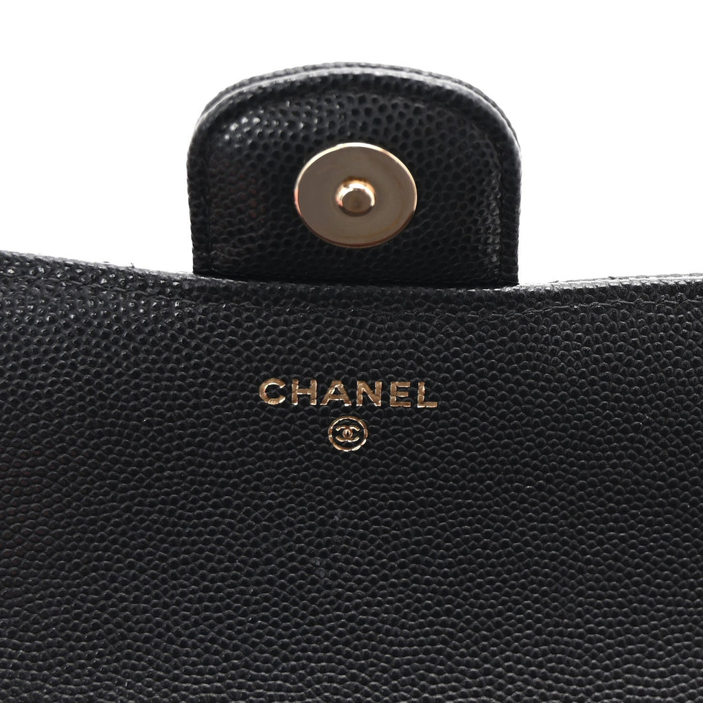 Caviar Quilted Glasses Case With Chain Black