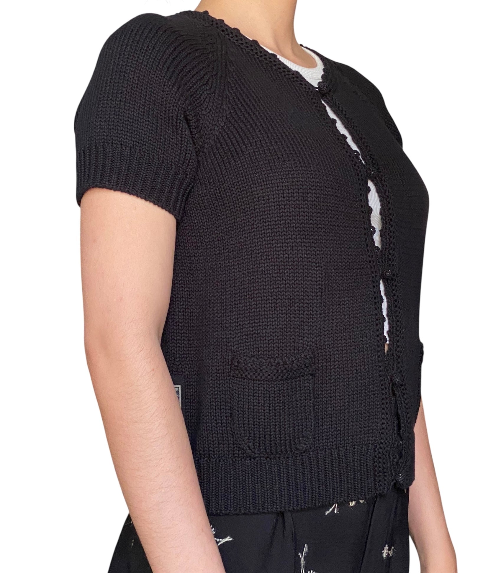 Prada Black Short Sleeve Knit igan - 44