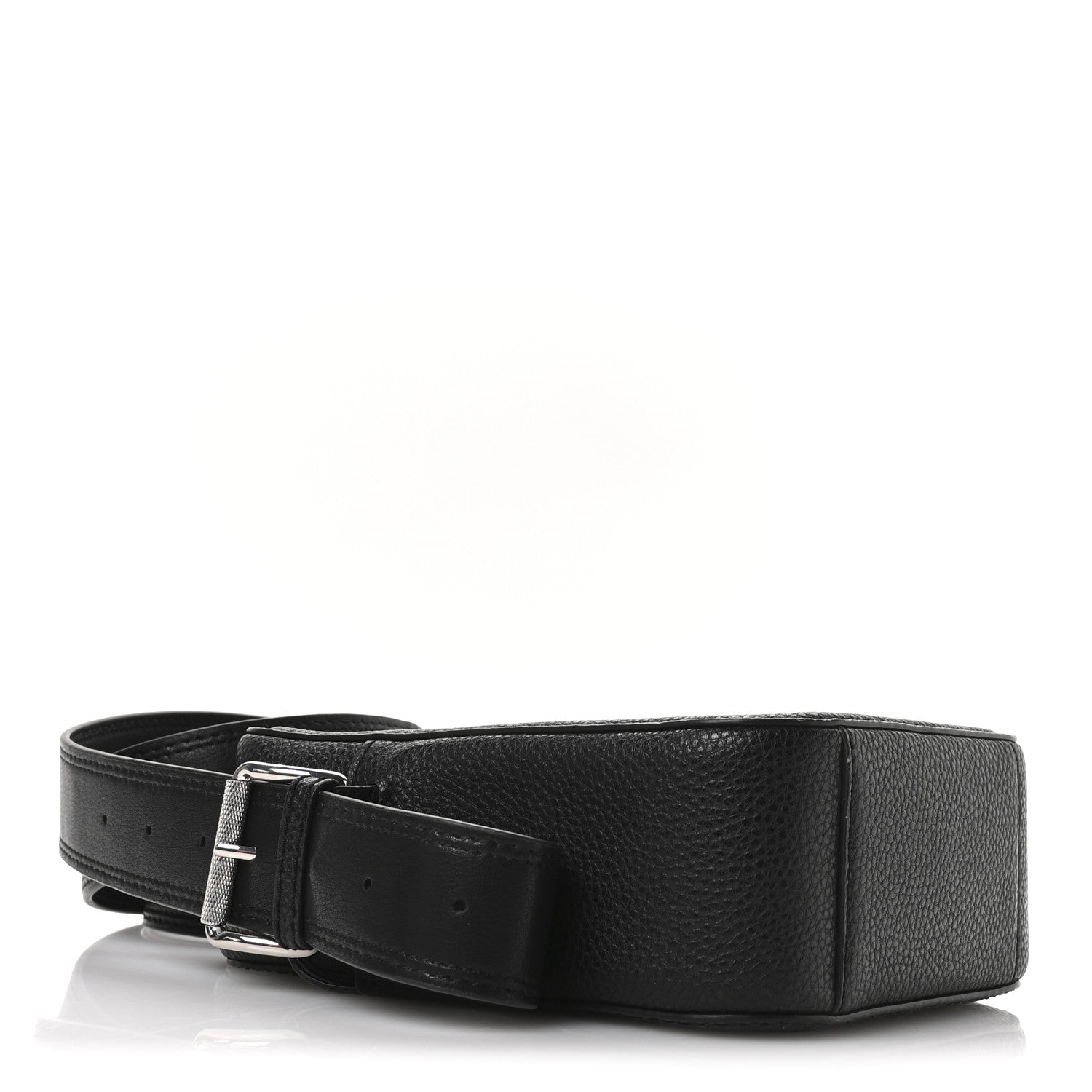Calfskin Signet Stitched Crossbody Bag Black