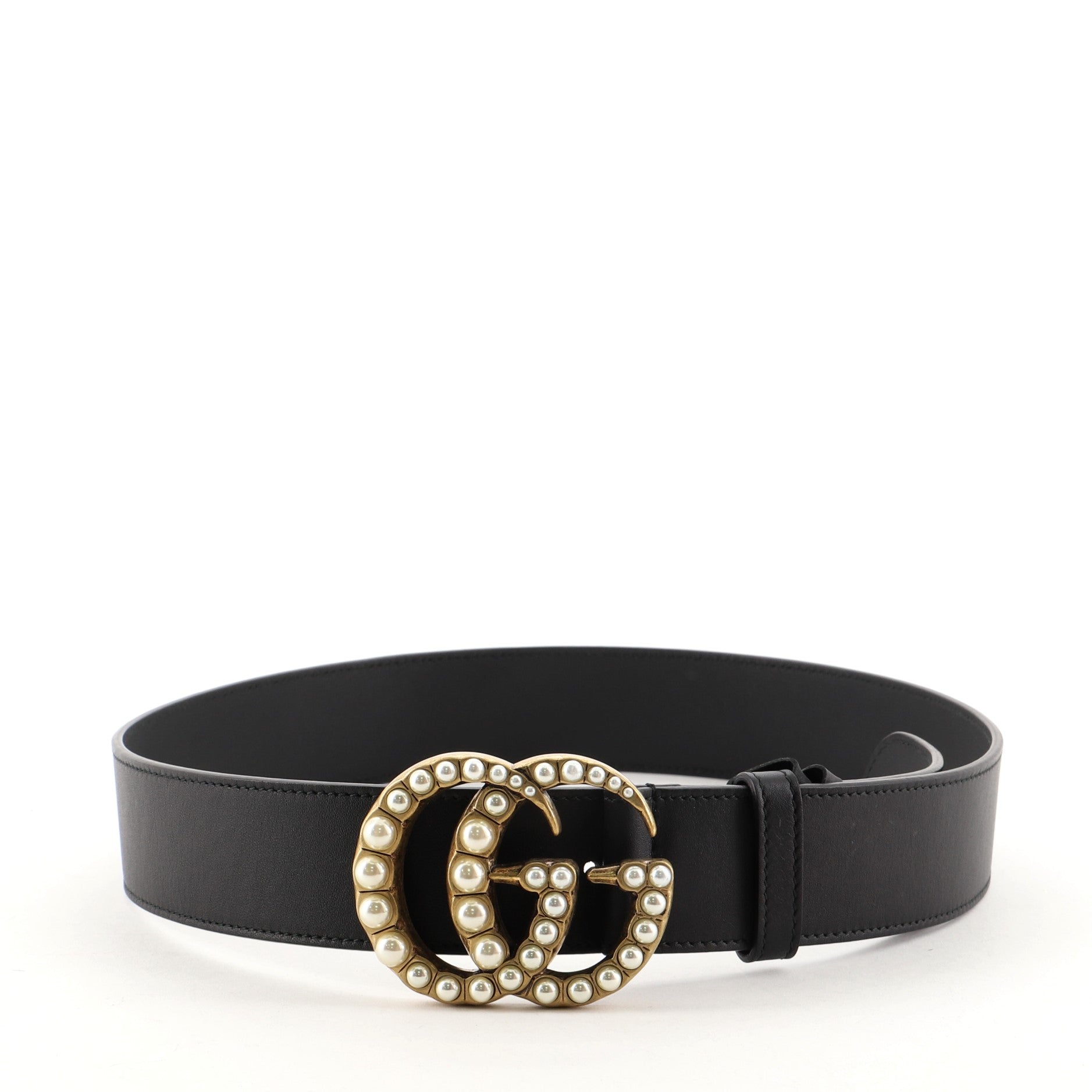 Pearly GG Marmont Belt Leather Wide 80