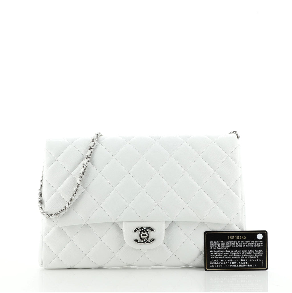Clutch with Chain Quilted Caviar