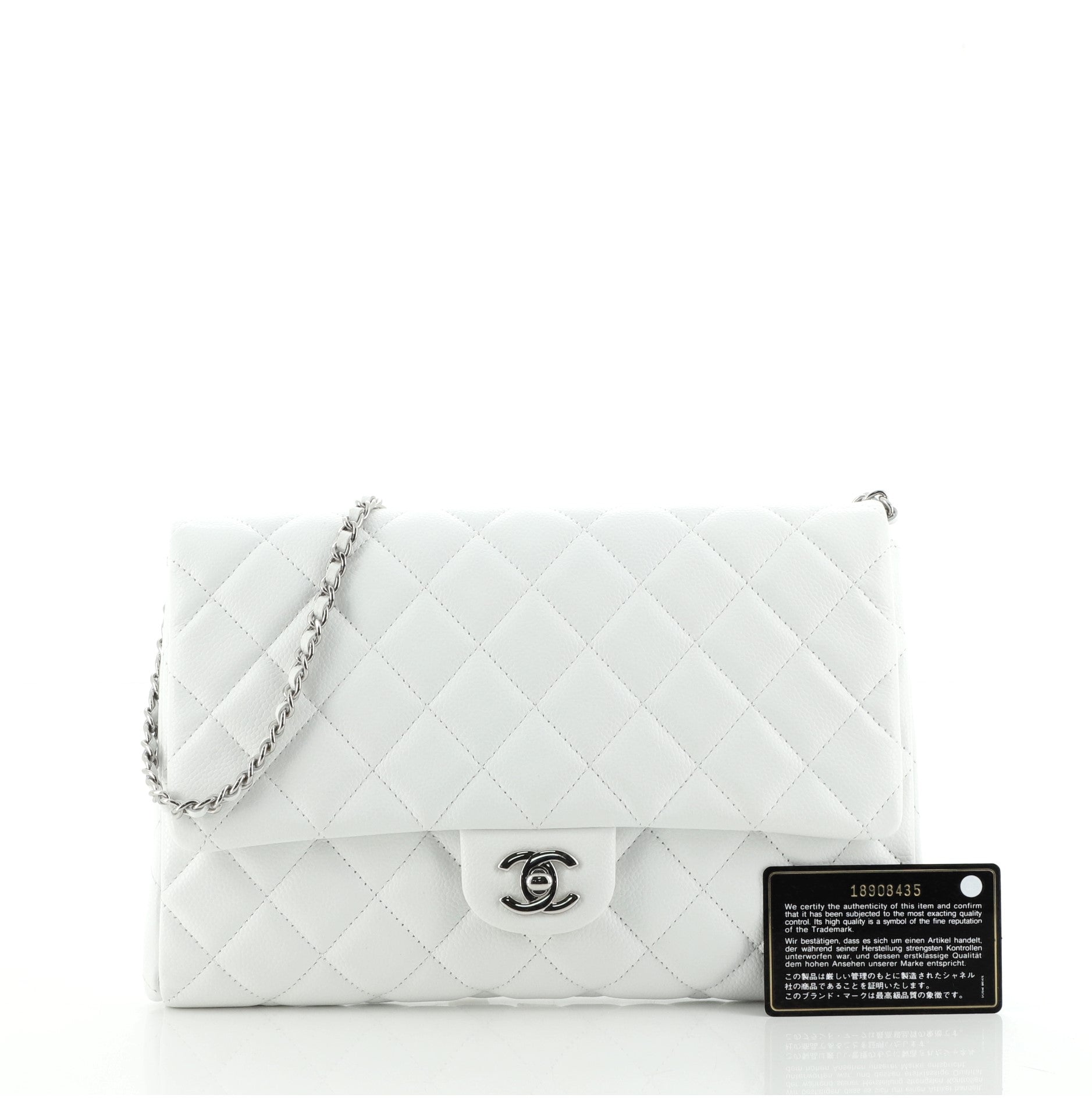 Clutch with Chain Quilted Caviar