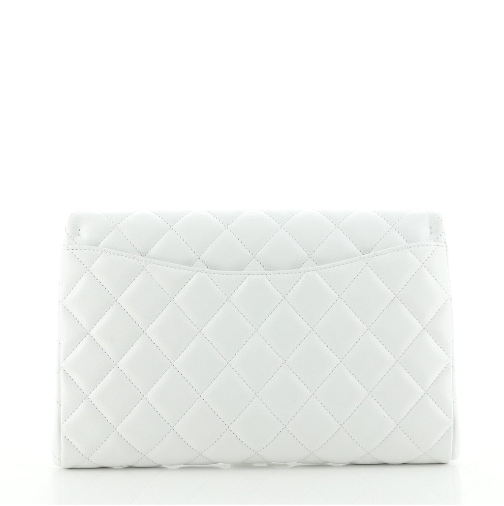 Clutch with Chain Quilted Caviar