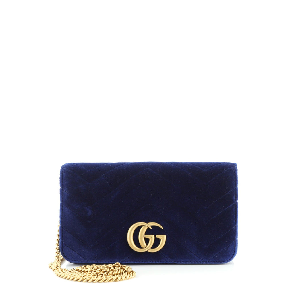 GG Marmont Chain Flap Bag Matelasse Velvet Mini