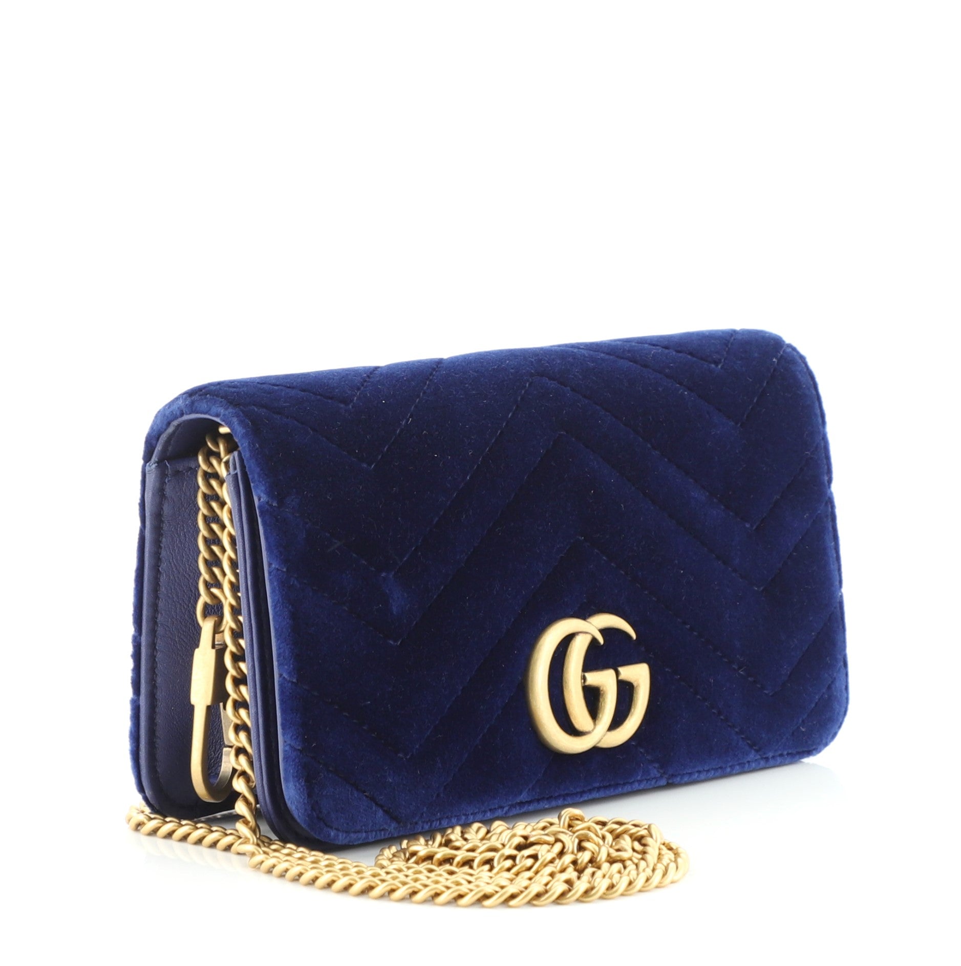 GG Marmont Chain Flap Bag Matelasse Velvet Mini