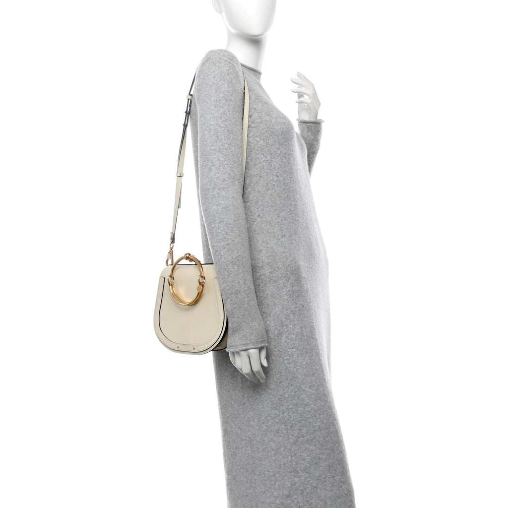Calfskin Suede Medium Nile Bracelet Bag Off White