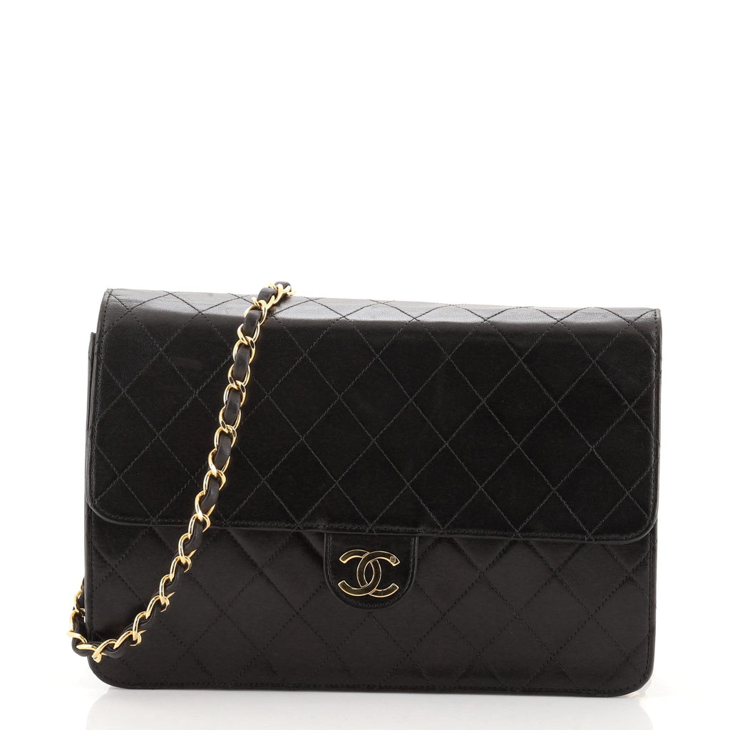Vintage Clutch with Chain Quilted Leather Medium