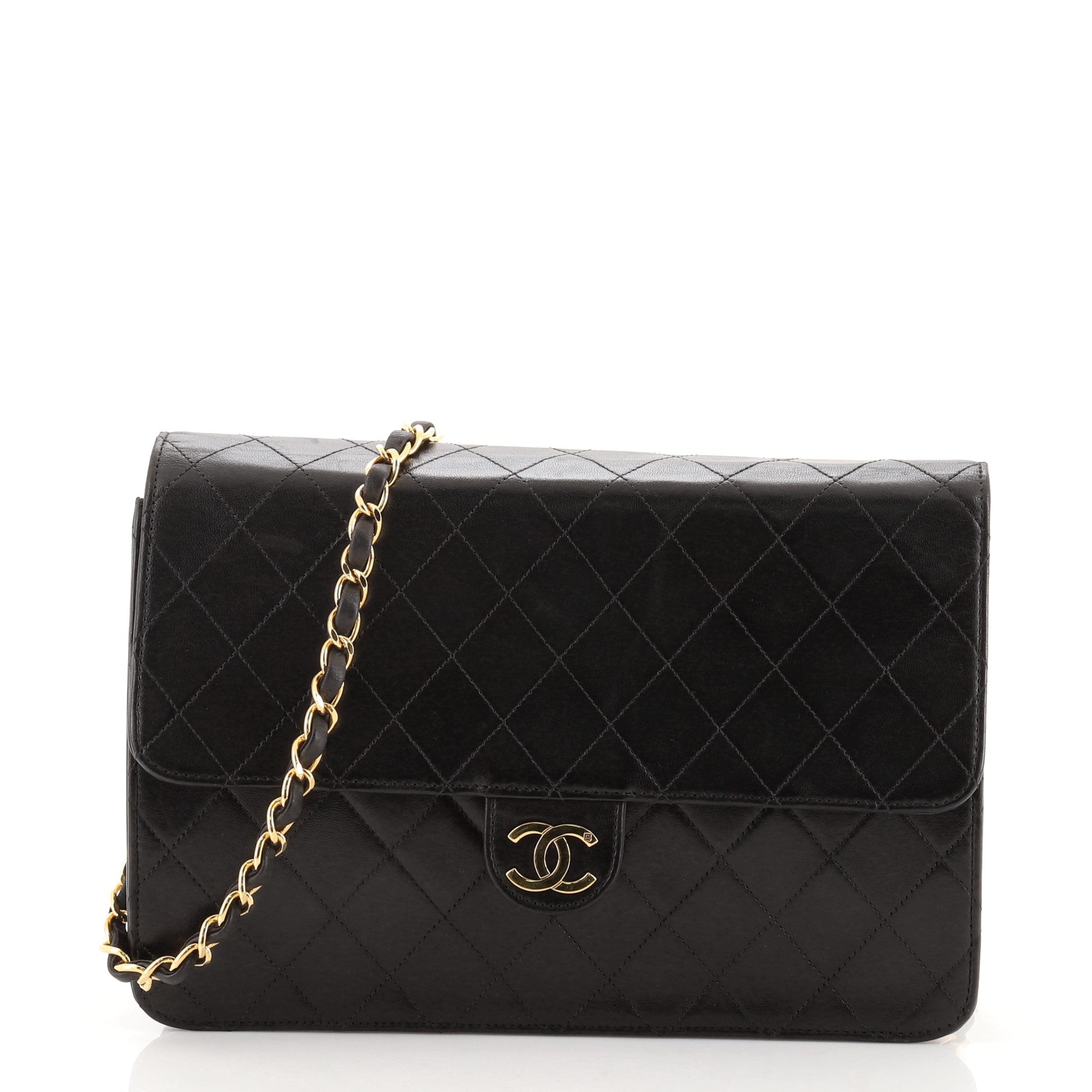 Vintage Clutch with Chain Quilted Leather Medium