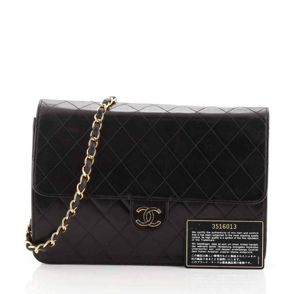 Vintage Clutch with Chain Quilted Leather Medium