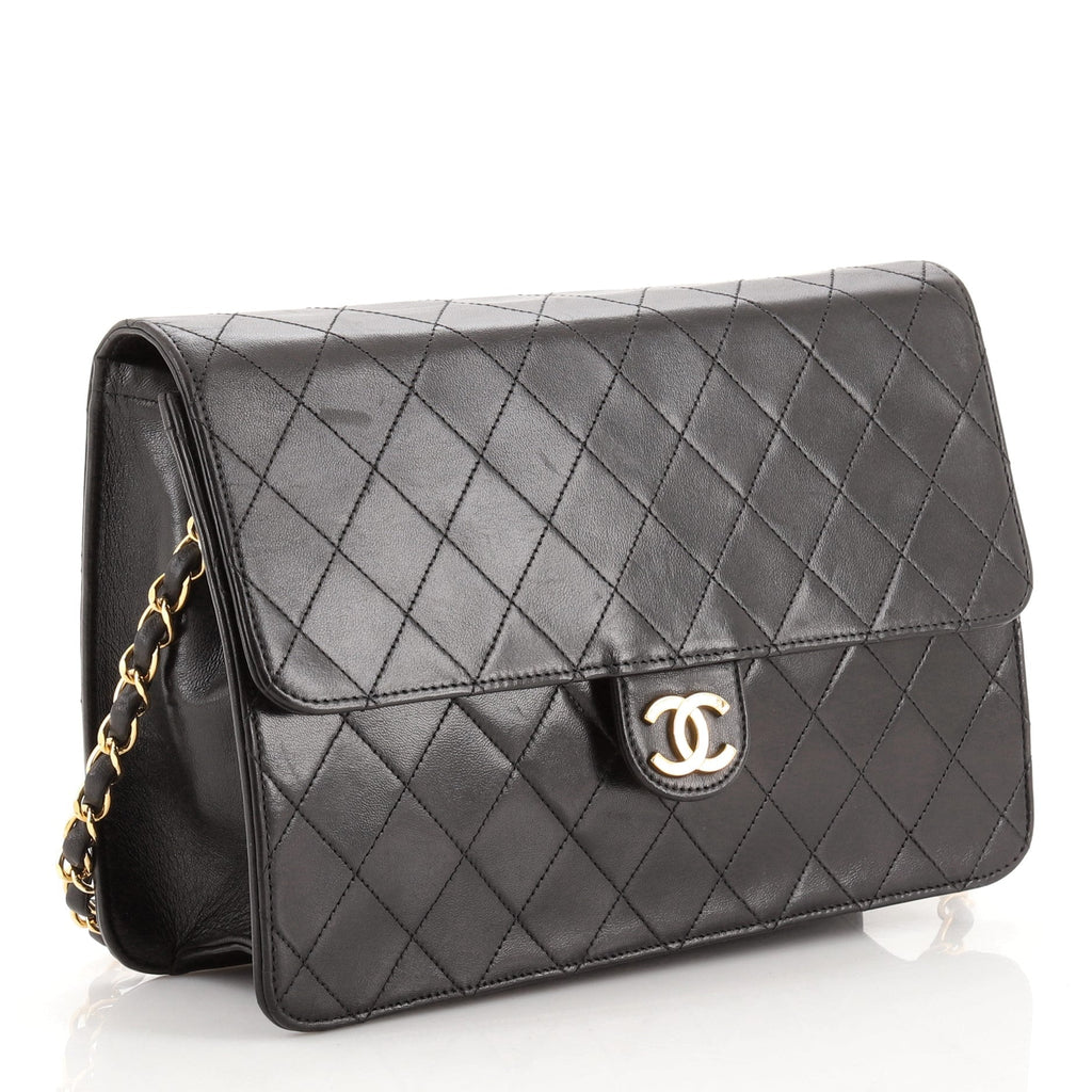 Vintage Clutch with Chain Quilted Leather Medium