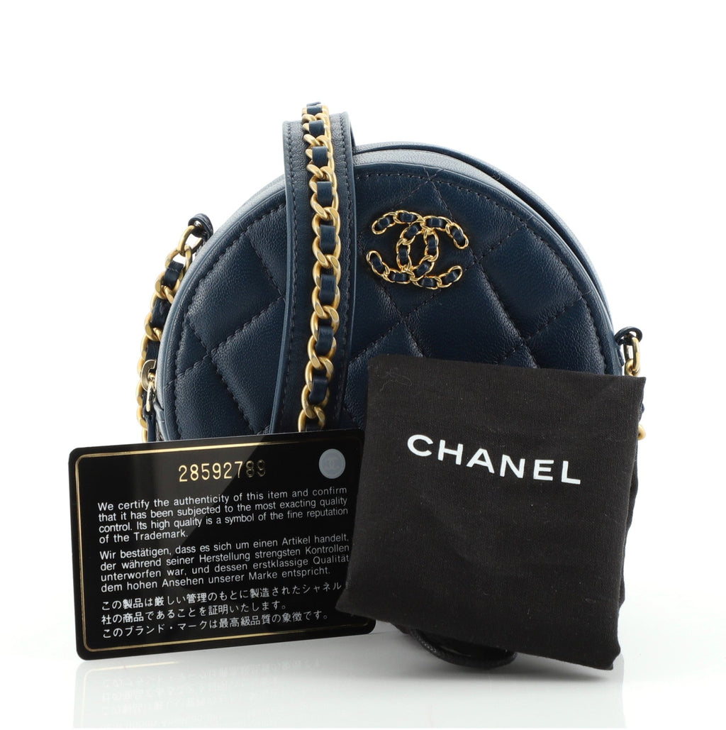 Chain Infinity Round Clutch Bag Quilted Lambskin