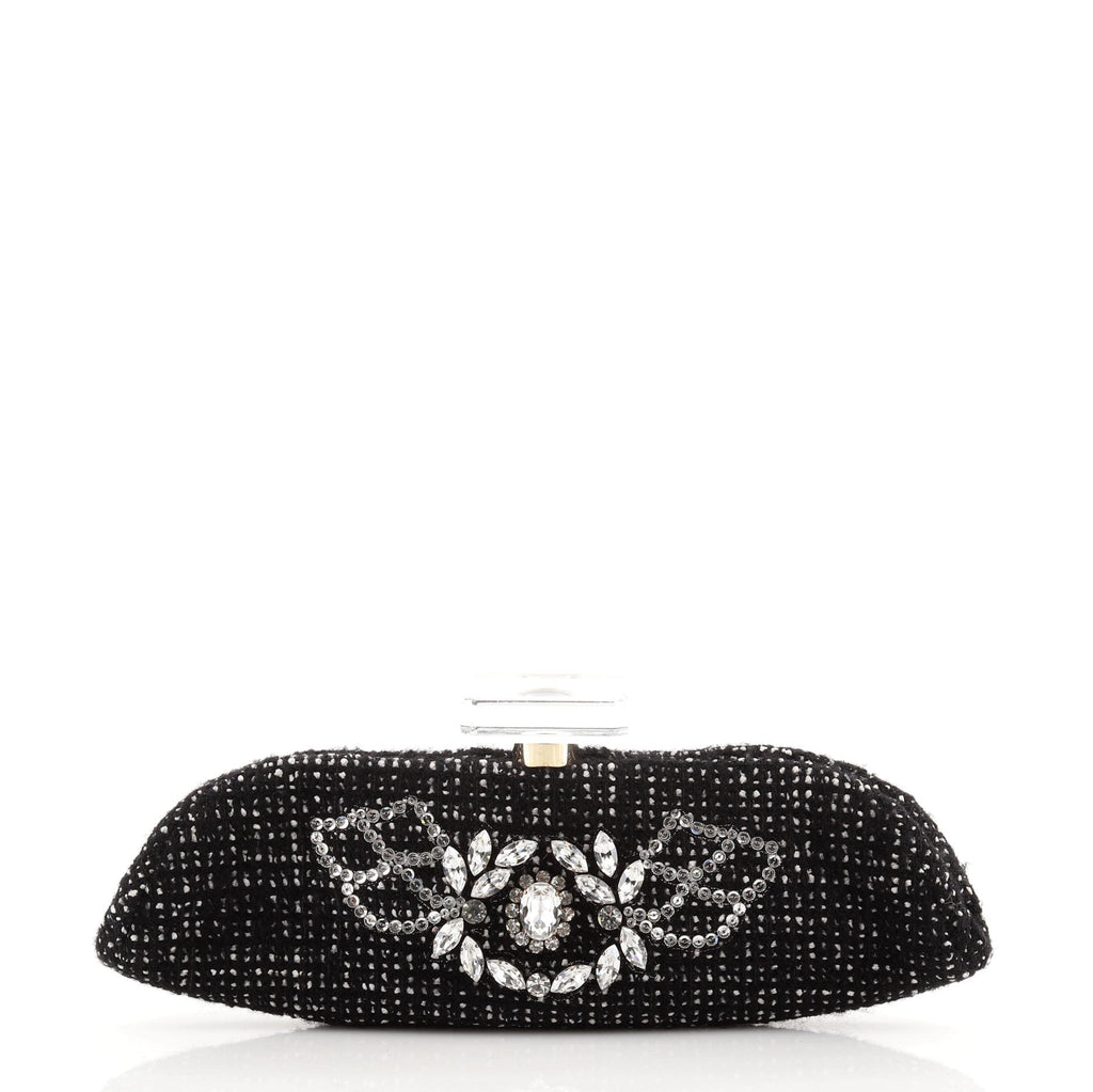 Vintage Pefume Bottle Clutch Embellished Tweed