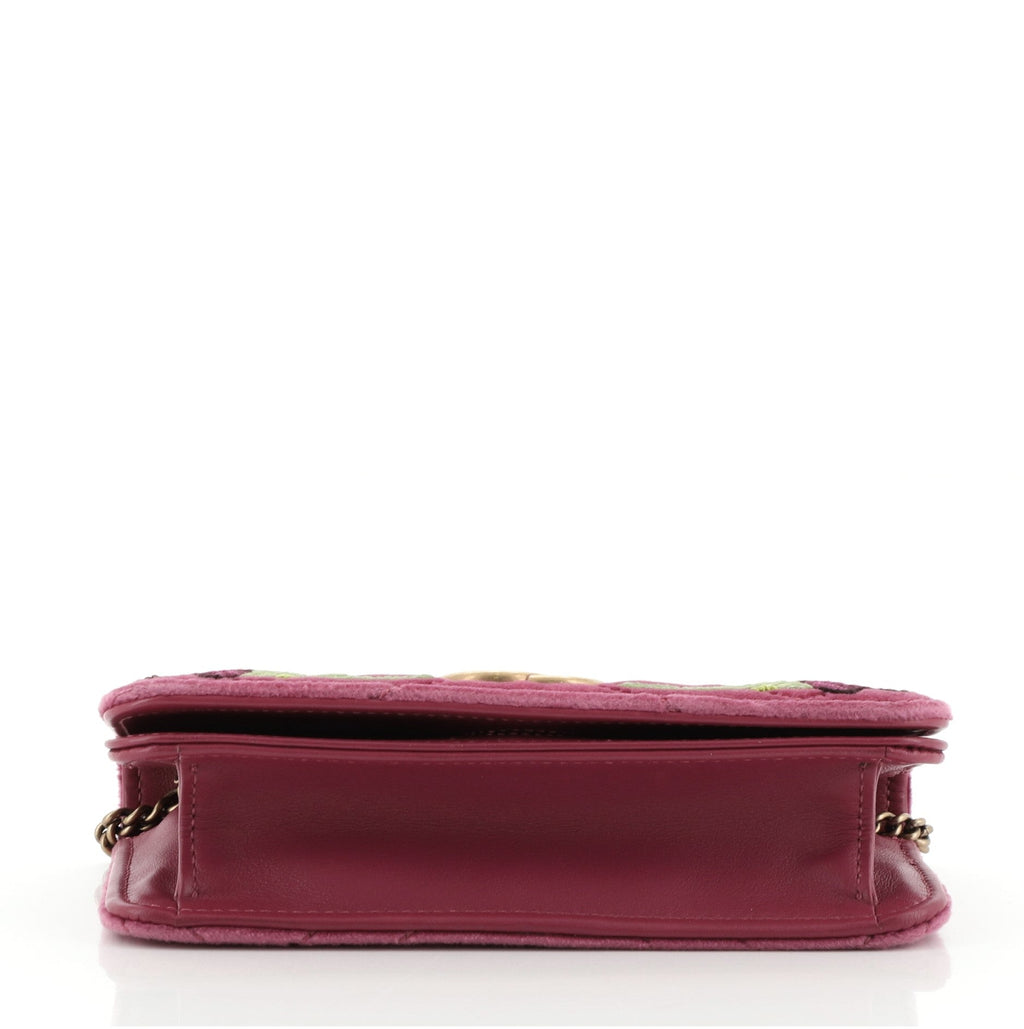 GG Marmont Chain Flap Bag Embroidered Matelasse Velvet Mini