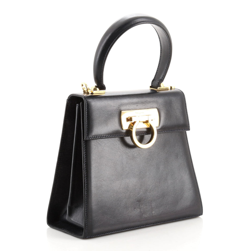Gancini Convertible Top Handle Bag Saffiano Leather Mini