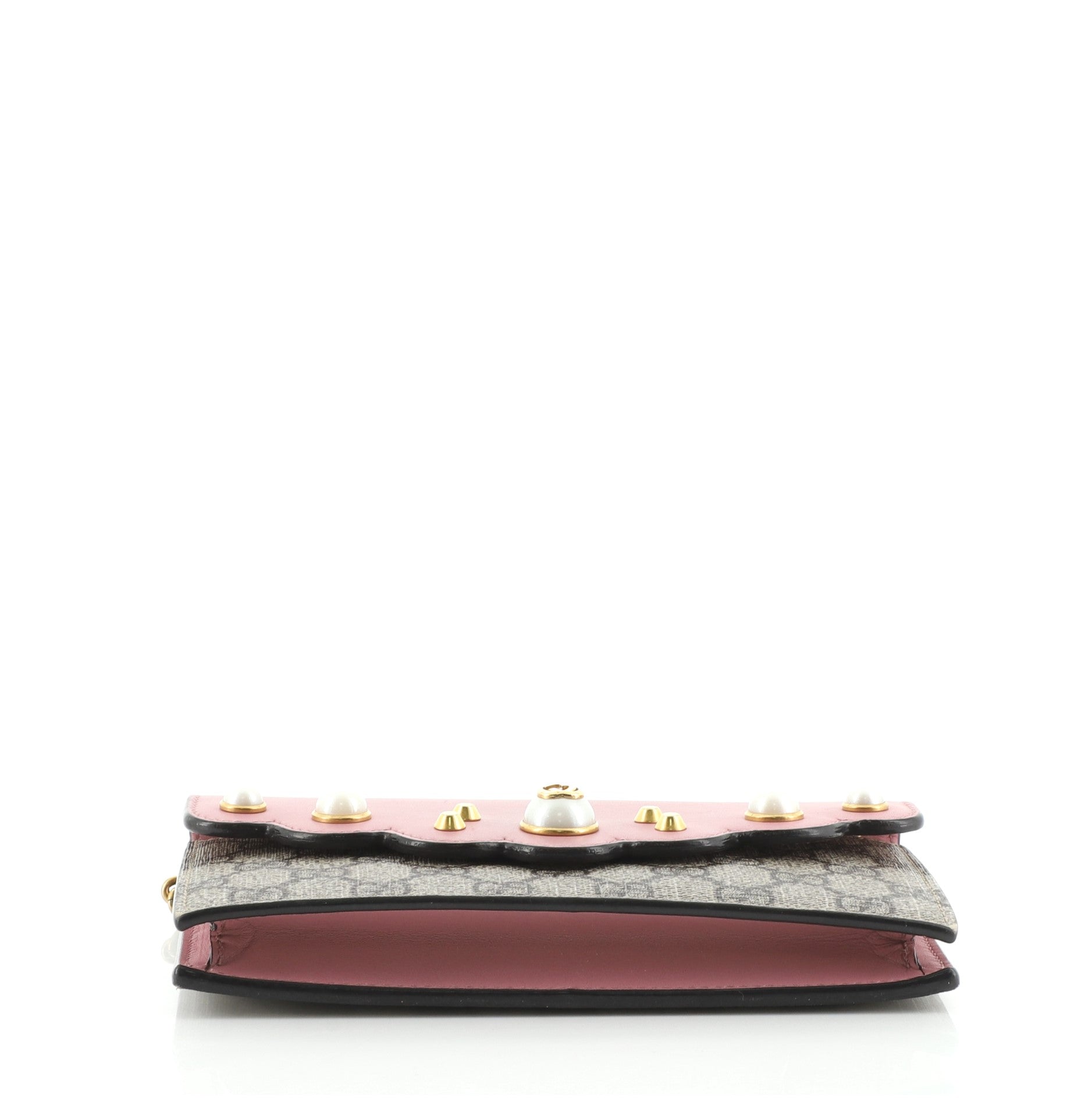 Pearly Wallet on Chain Coated Canvas with Leather Mini