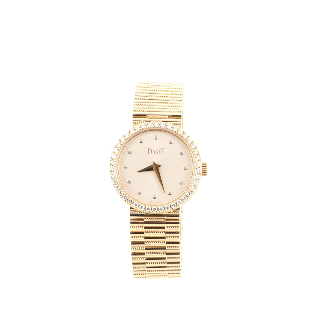 Traditional Manual Watch Rose Gold with Diamond Bezel and Markers 26