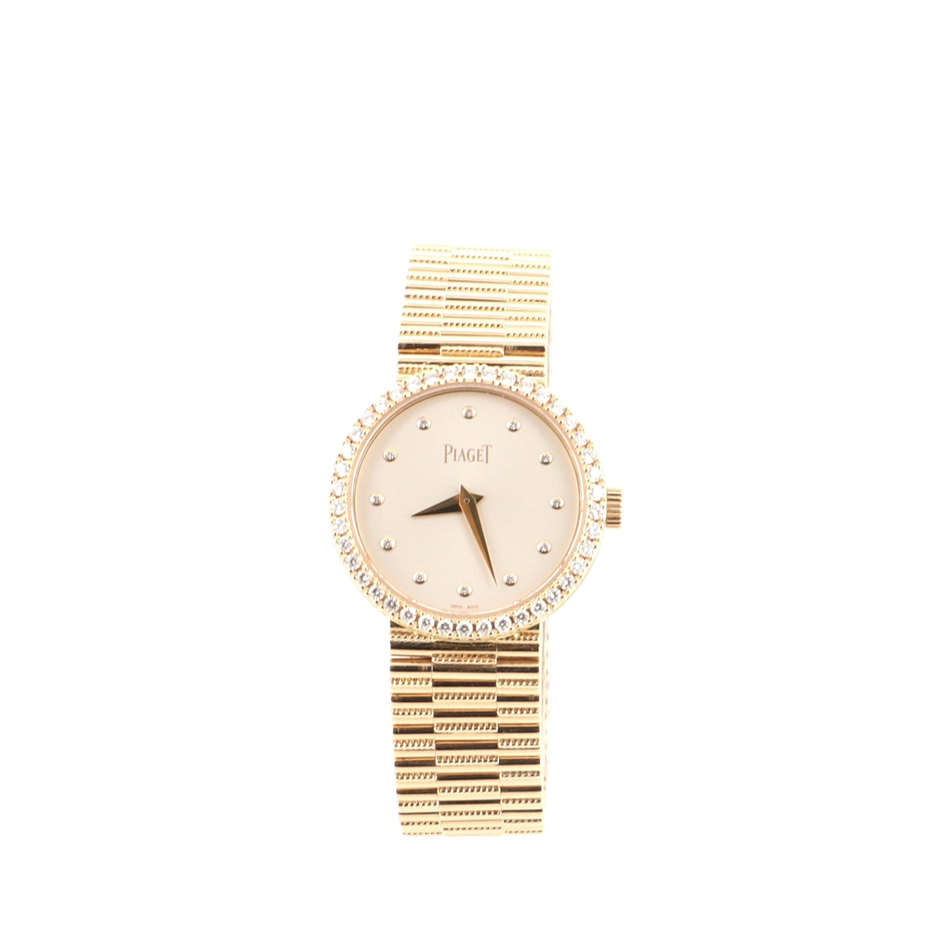 Traditional Manual Watch Rose Gold with Diamond Bezel and Markers 26
