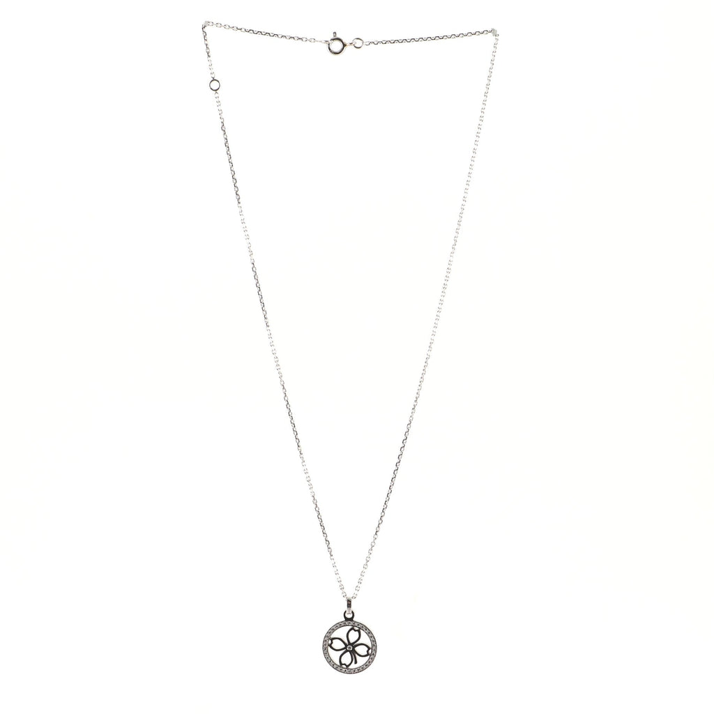 Accroche Coeur Clover Pendant Necklace 18K White Gold and Diamonds