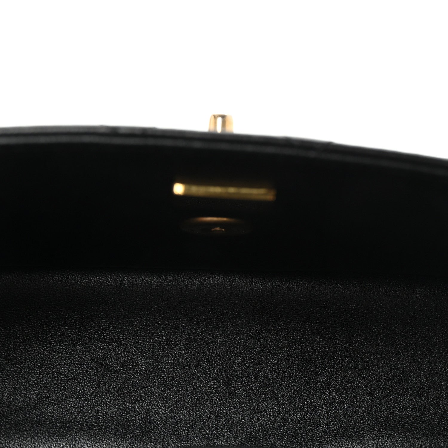 Lambskin Quilted Metal Mini Top Handle Rectangular Flap Black