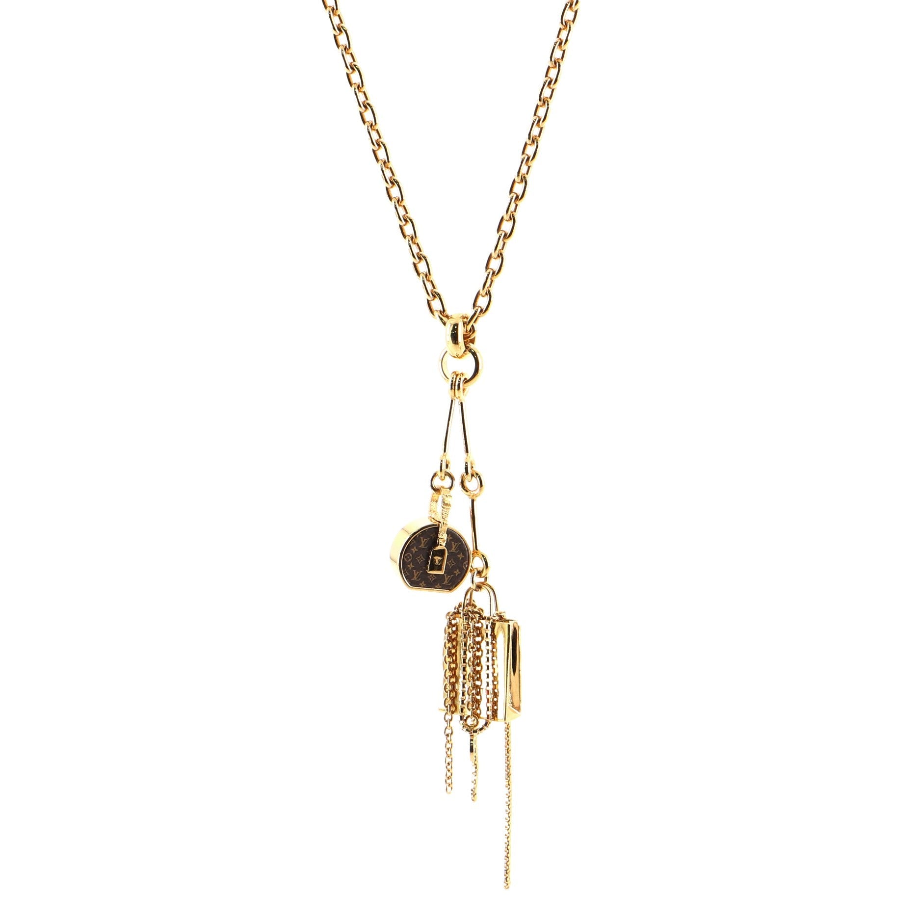 Mini LV Boite Chapeau Chain Necklace Metal withe Enamel