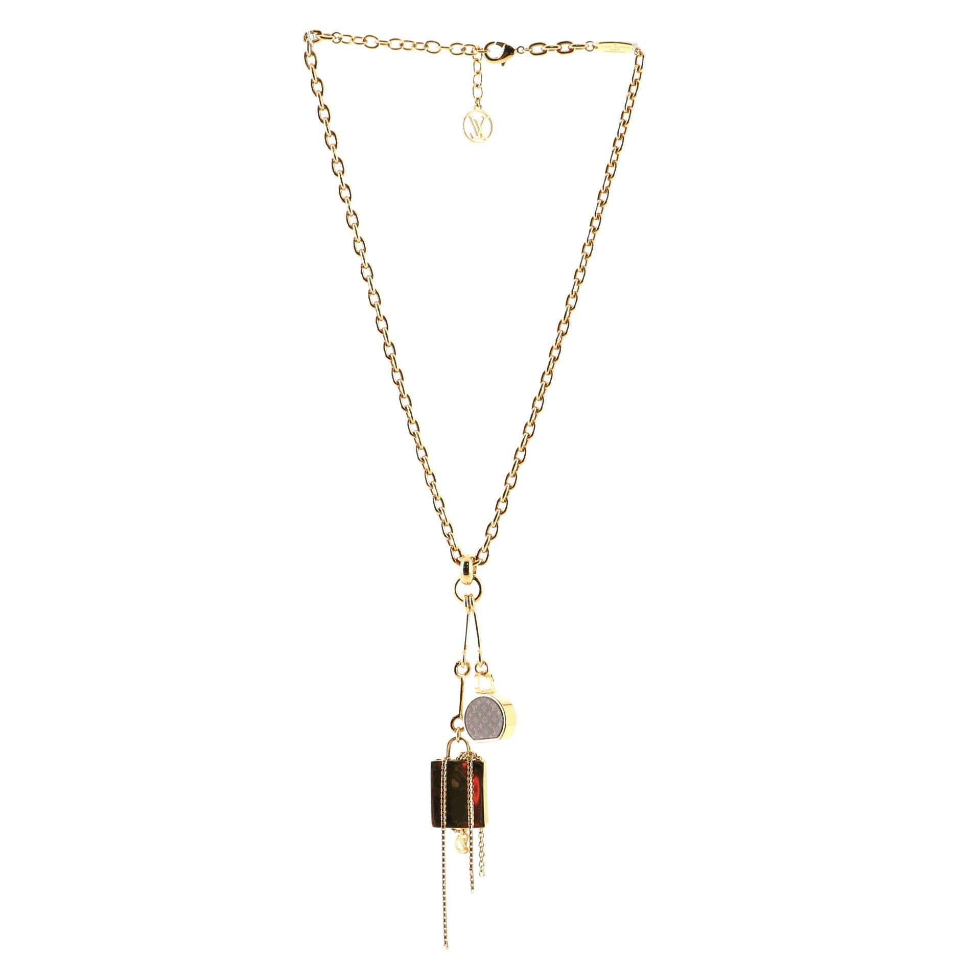 Mini LV Boite Chapeau Chain Necklace Metal withe Enamel
