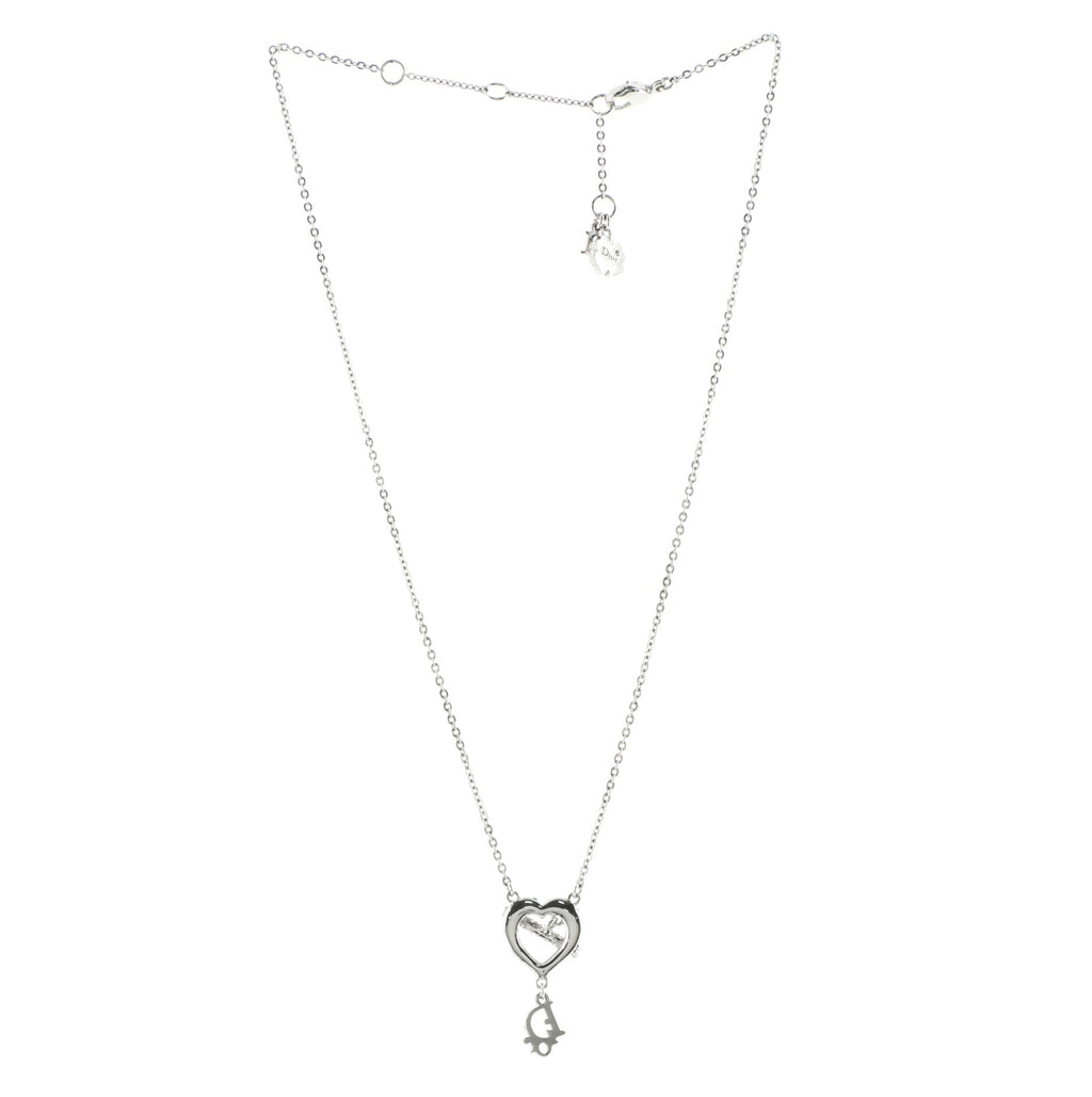 Logo Heart Pendant Necklace Metal with Crystal