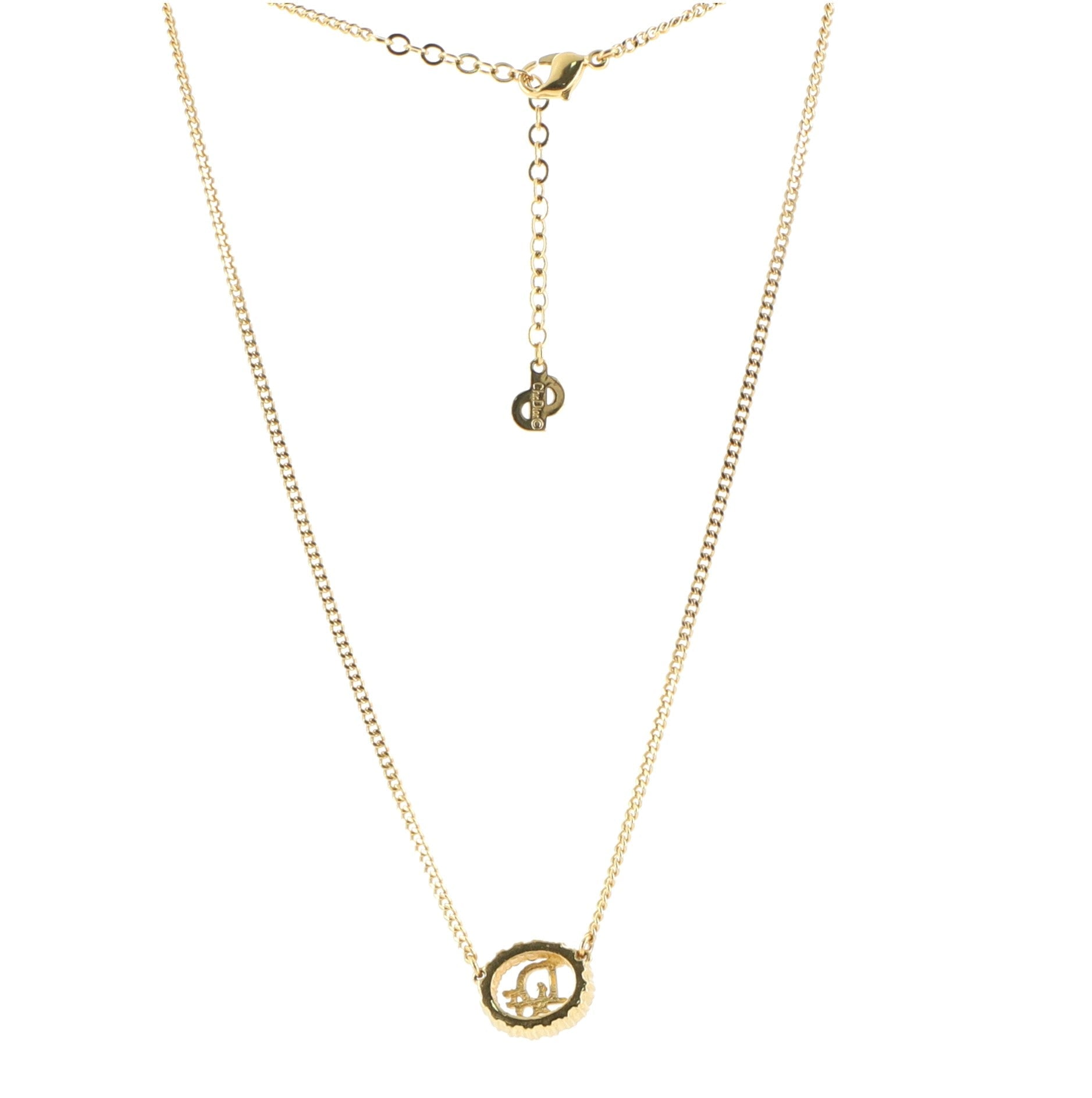 Round Logo Pendant Necklace Metal with Crystal