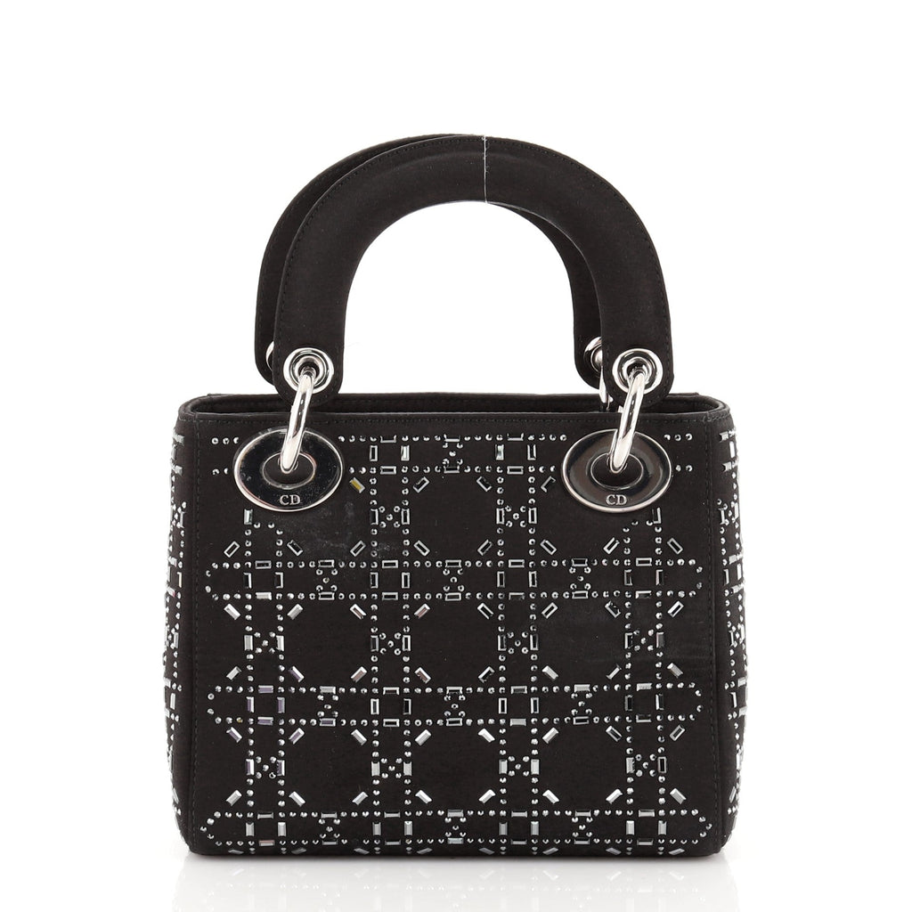 Lady Dior Bag Crystal Embellished Cannage Quilt Satin Mini
