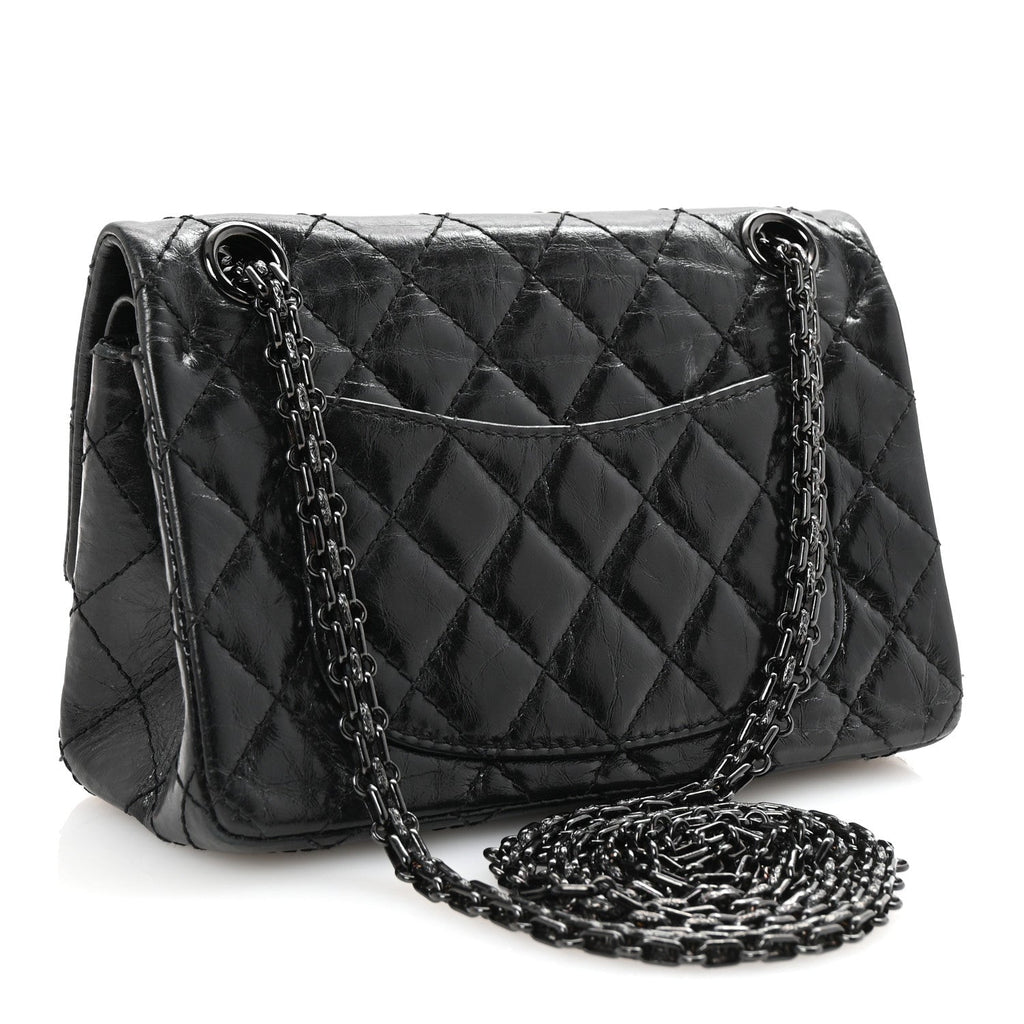 Aged Calfskin Quilted 2.55 Reissue Mini Flap So Black