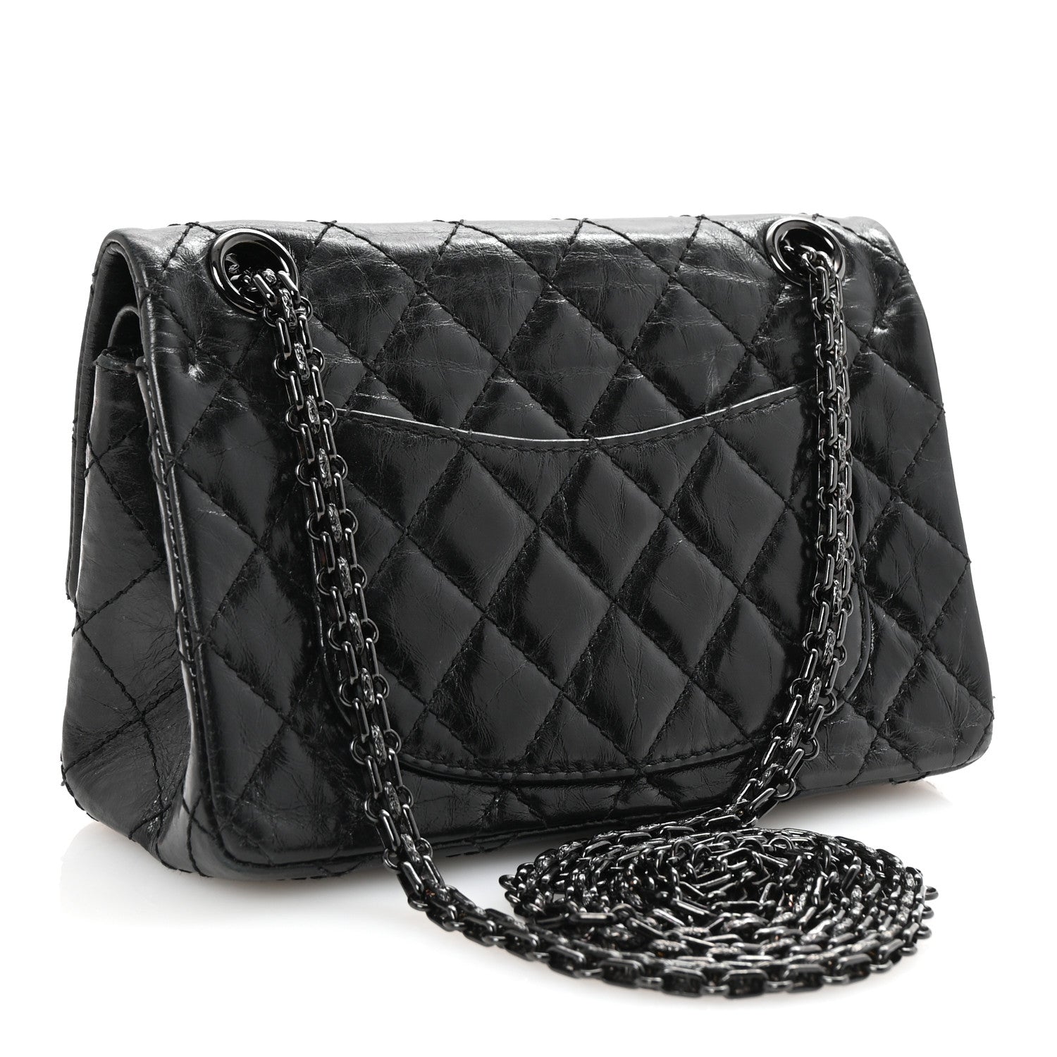 Aged Calfskin Quilted 2.55 Reissue Mini Flap So Black