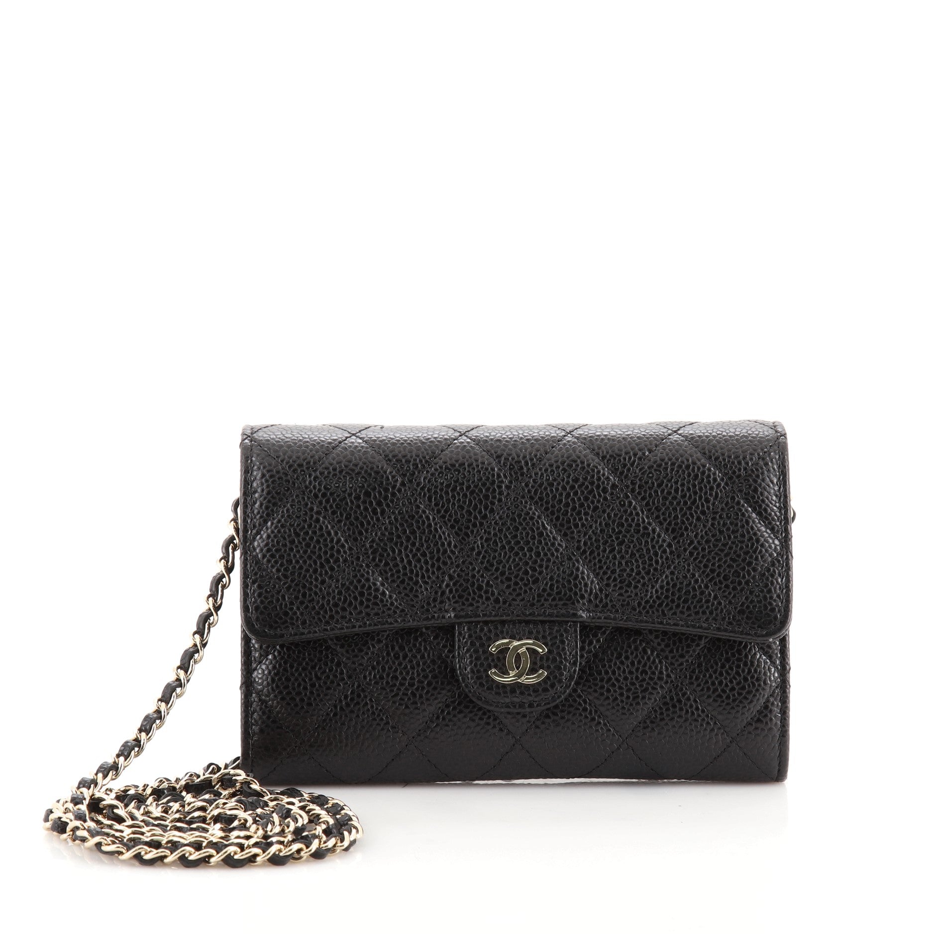 Classic Flap Wallet Crossbody Bag Quilted Caviar Mini