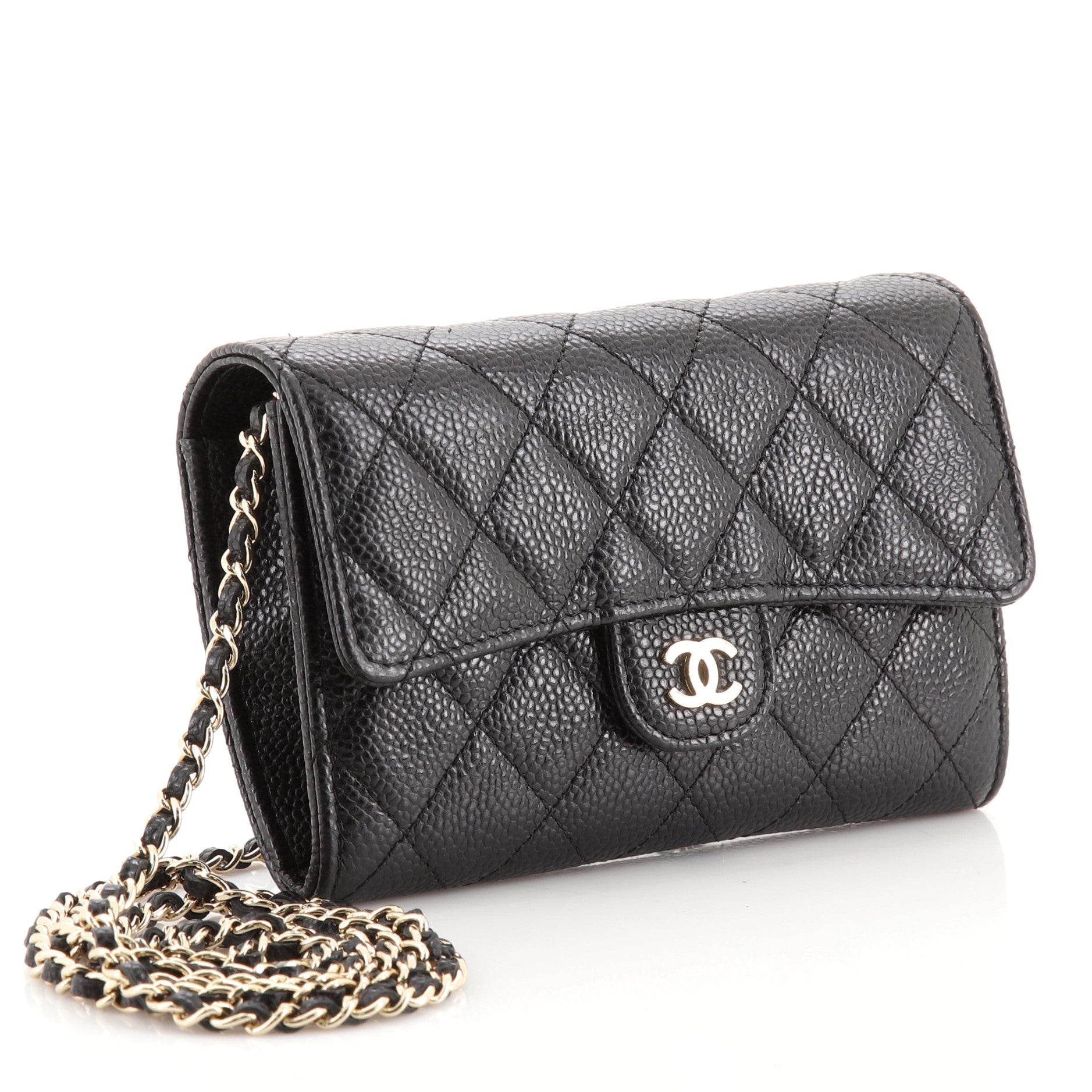 Classic Flap Wallet Crossbody Bag Quilted Caviar Mini