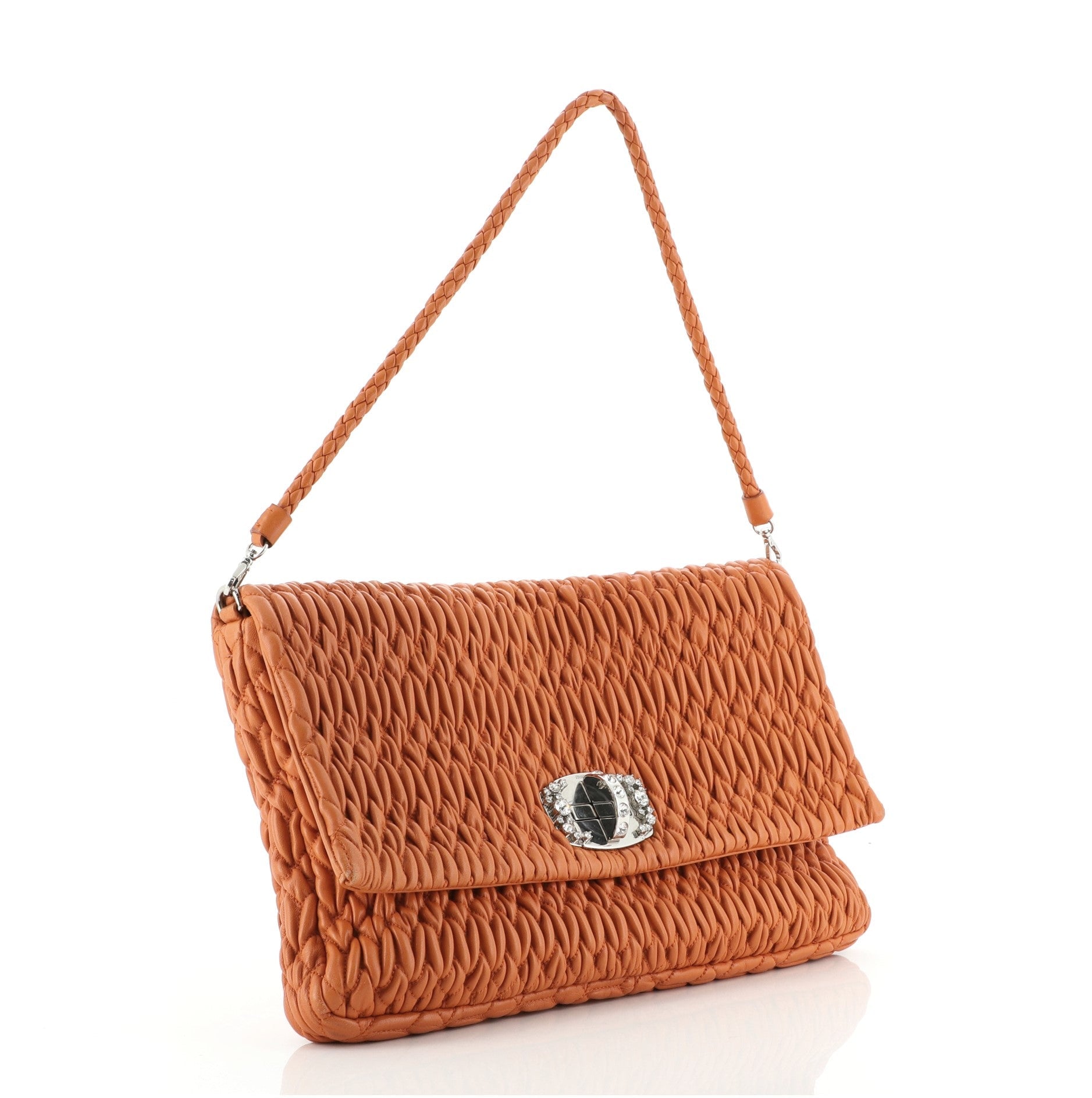 Crystal Clutch Matelasse Leather Large