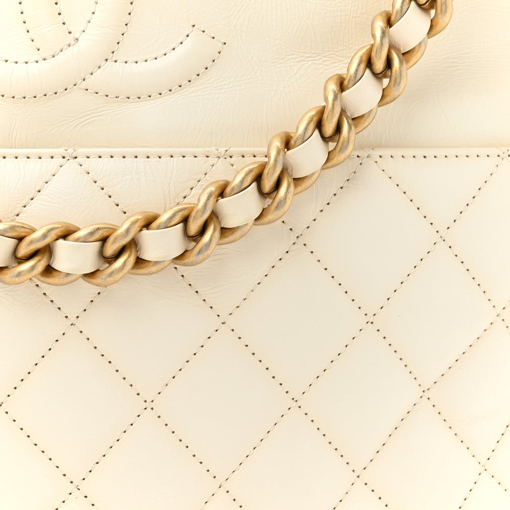Crumpled Calfskin En Vogue Rope Hobo Bag White