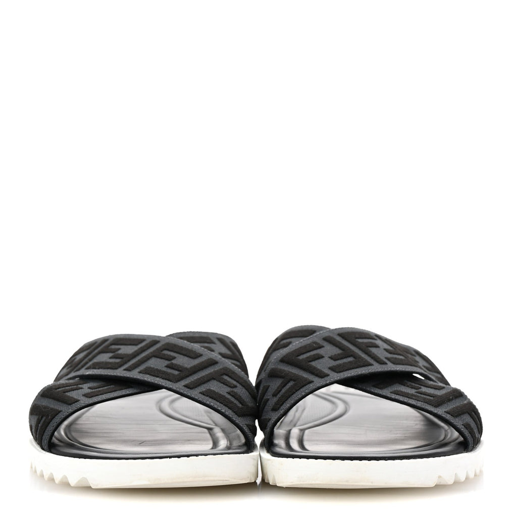 Fabric Rubber Macro FF Embroidered Mens Crisscross Slide Sandals 8 Asfalto Black