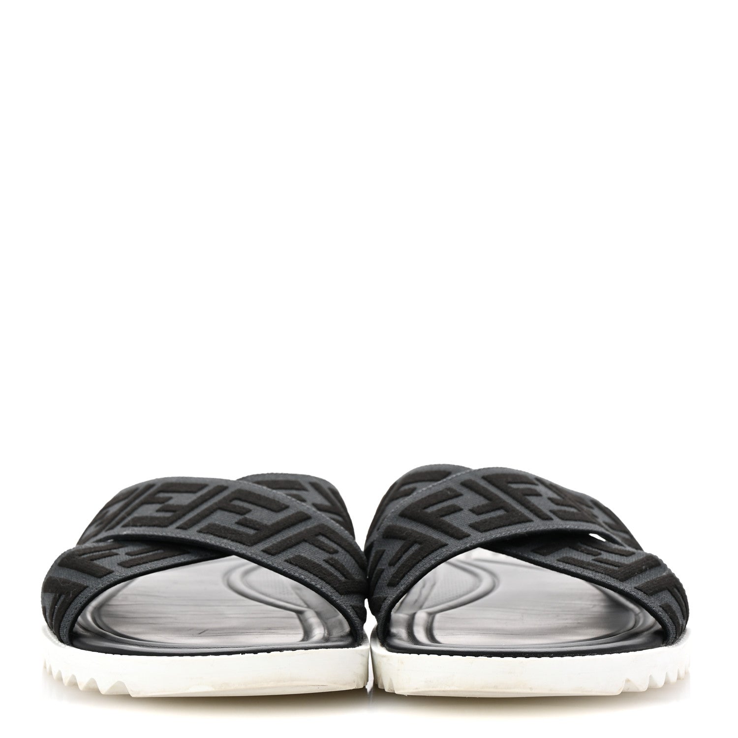 Fabric Rubber Macro FF Embroidered Mens Crisscross Slide Sandals 8 Asfalto Black